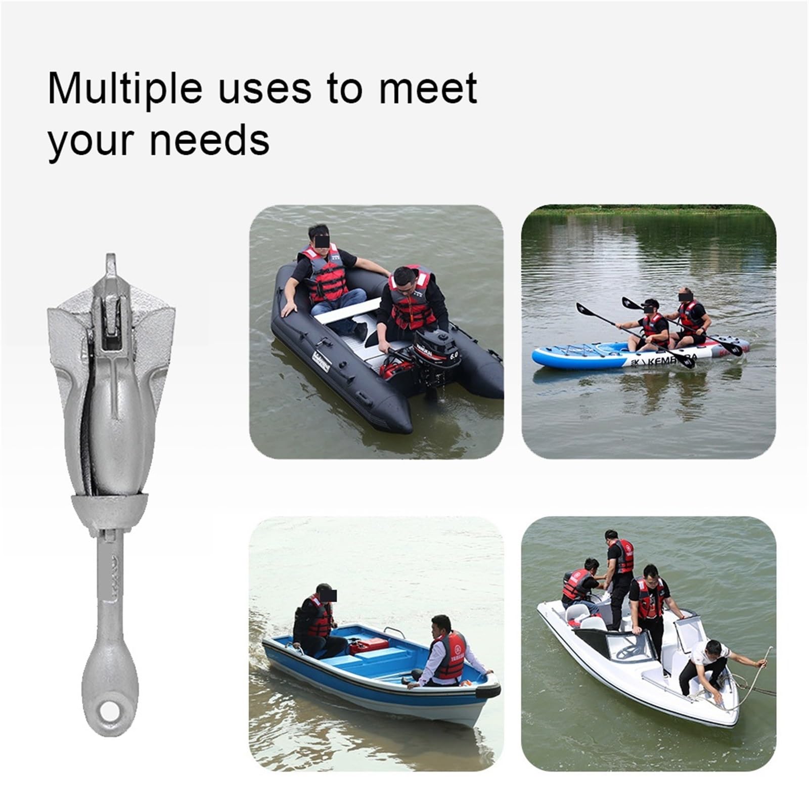 Ancora Pieghevole for Ancora da Barca da 0,7 kg con Corda da 65 Piedi e Boa for Canoe da Pesca Jet Ski SUP Board Piccole Dimensioni