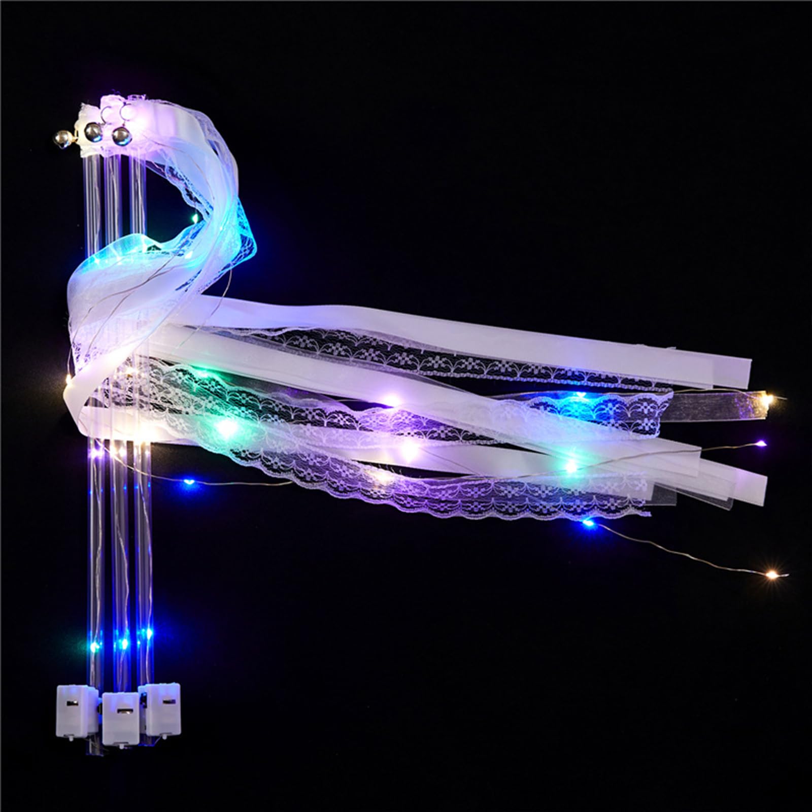 BEIJIALY 24 Pezzi Bacchette Magiche Illuminate per Matrimonio, Bacchette Magiche per Matrimoni Illuminate Bacchette per Bacchette Nuziali a LED, Bastoncini a Nastro LED (Blu)