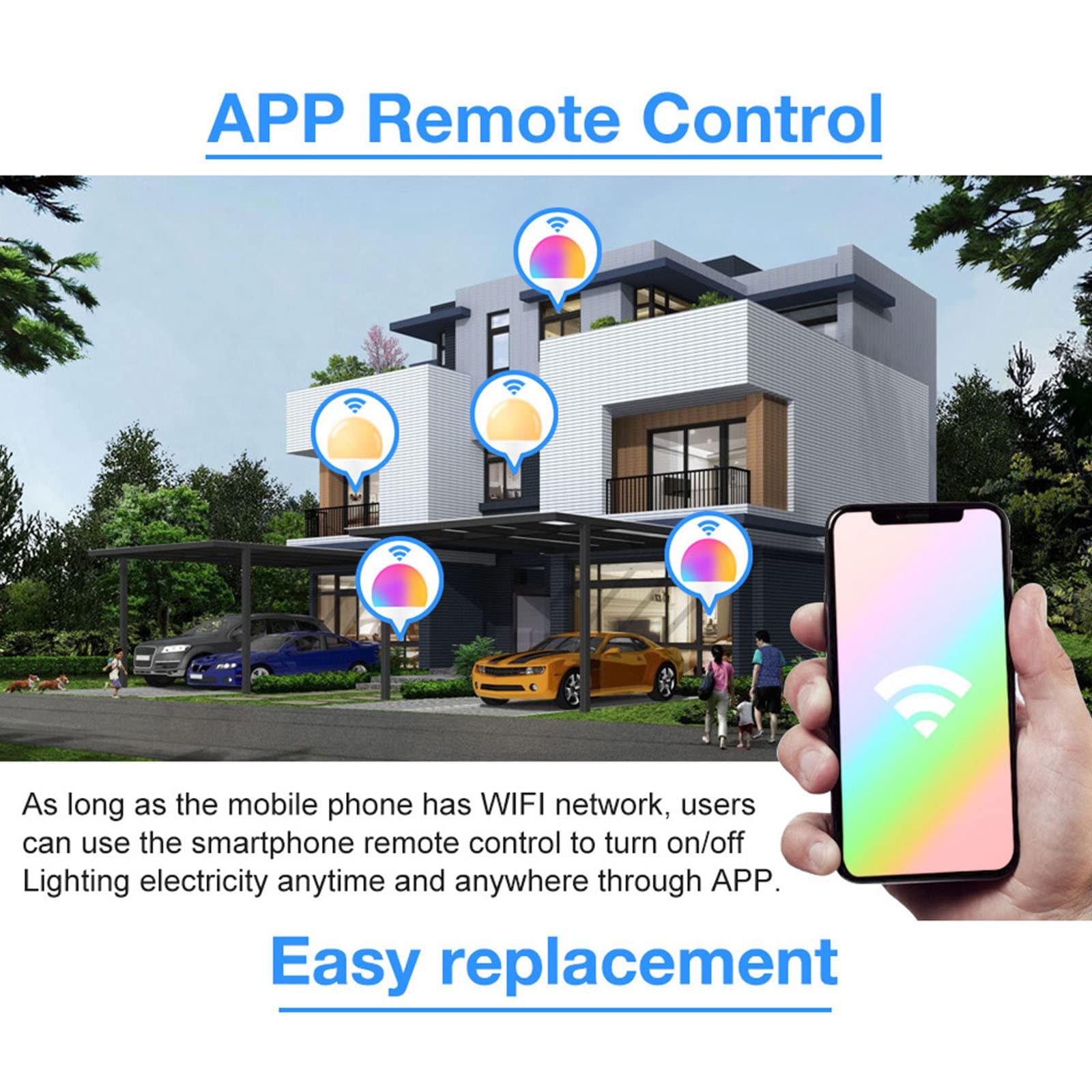 Bombillas Inteligentes, RGBW Cambio De Color Control Remoto Regulable 15W Bombilla LED [4 Pack] E27 B22 con Alexa,Google Home WiFi Bombilla No Necesita Concentrador,RGB WW,E27