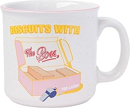 Silver Buffalo Ted Lasso Ted Lasso Biscuits with The Boss Ceramic Camper-Style Coffee Mug, 20 Ounces, Multicolored (TLA602E1)