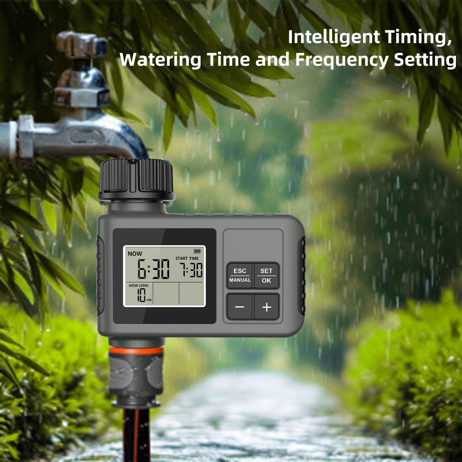Generic Display LCD Programmatore di Irrigazione Temporizzato Timer di Irrigazione Automatico per Cortile Giardino Esterno, Timer di per Rubinetto da 3/4-1/2 Pollici