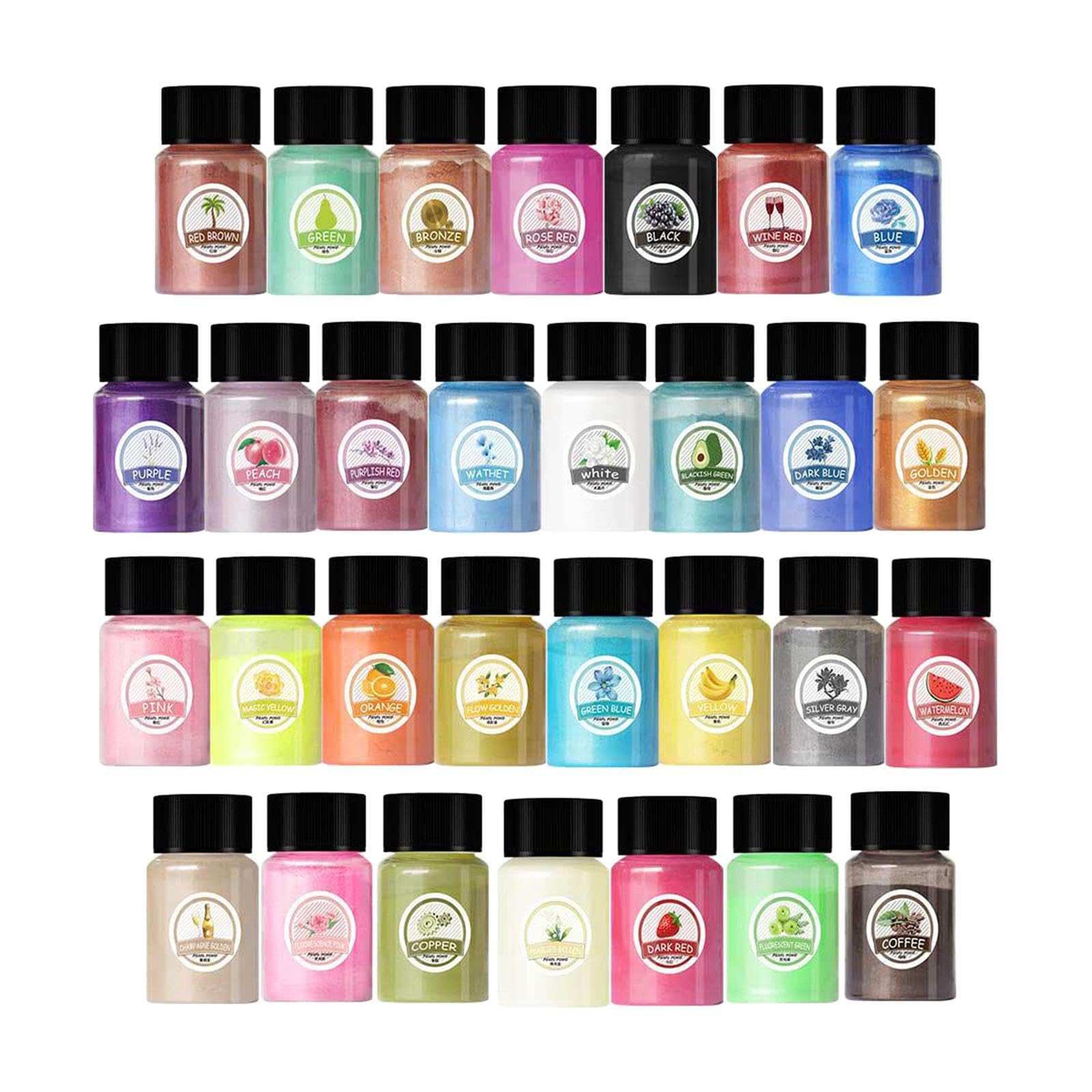Juego de 3 pigmentos colorantes en polvo de mica para jabón de baño, fabricación de velas, 30 colores, 0 ml