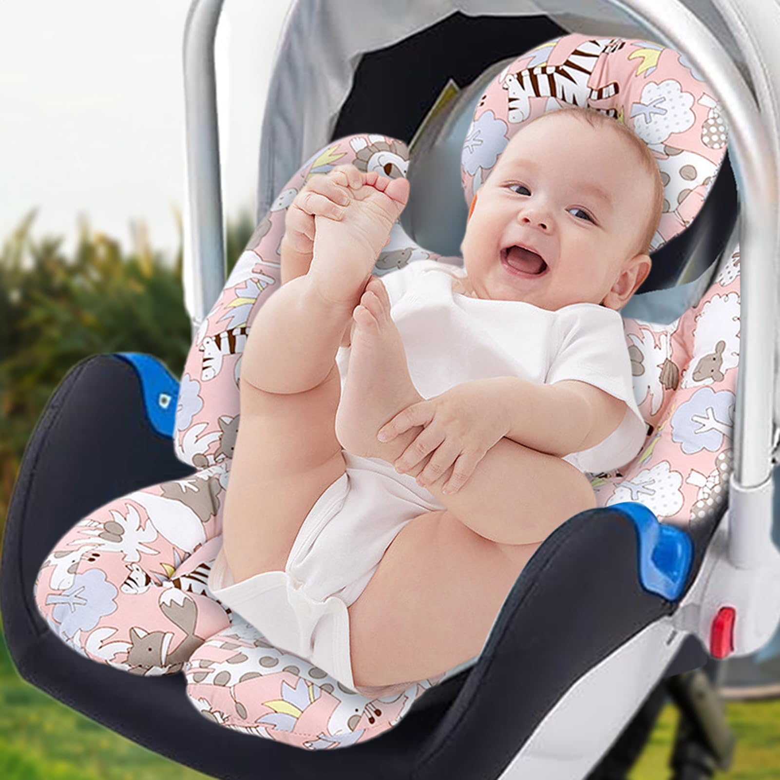 Inserto per seggiolino auto per bambino, cuscino per passeggino | supporto testa e corpo, inserto a cinque punti per il comfort newboorn, universale adatto per seggiolini auto, passeggini