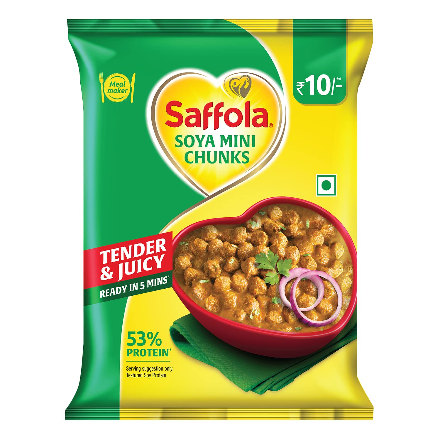 Mealmaker Soya Chunks, 40Gm |53% Protein, 13% Fibre & Less Than 1% Fat |India'S Softest & Tastiest Soya