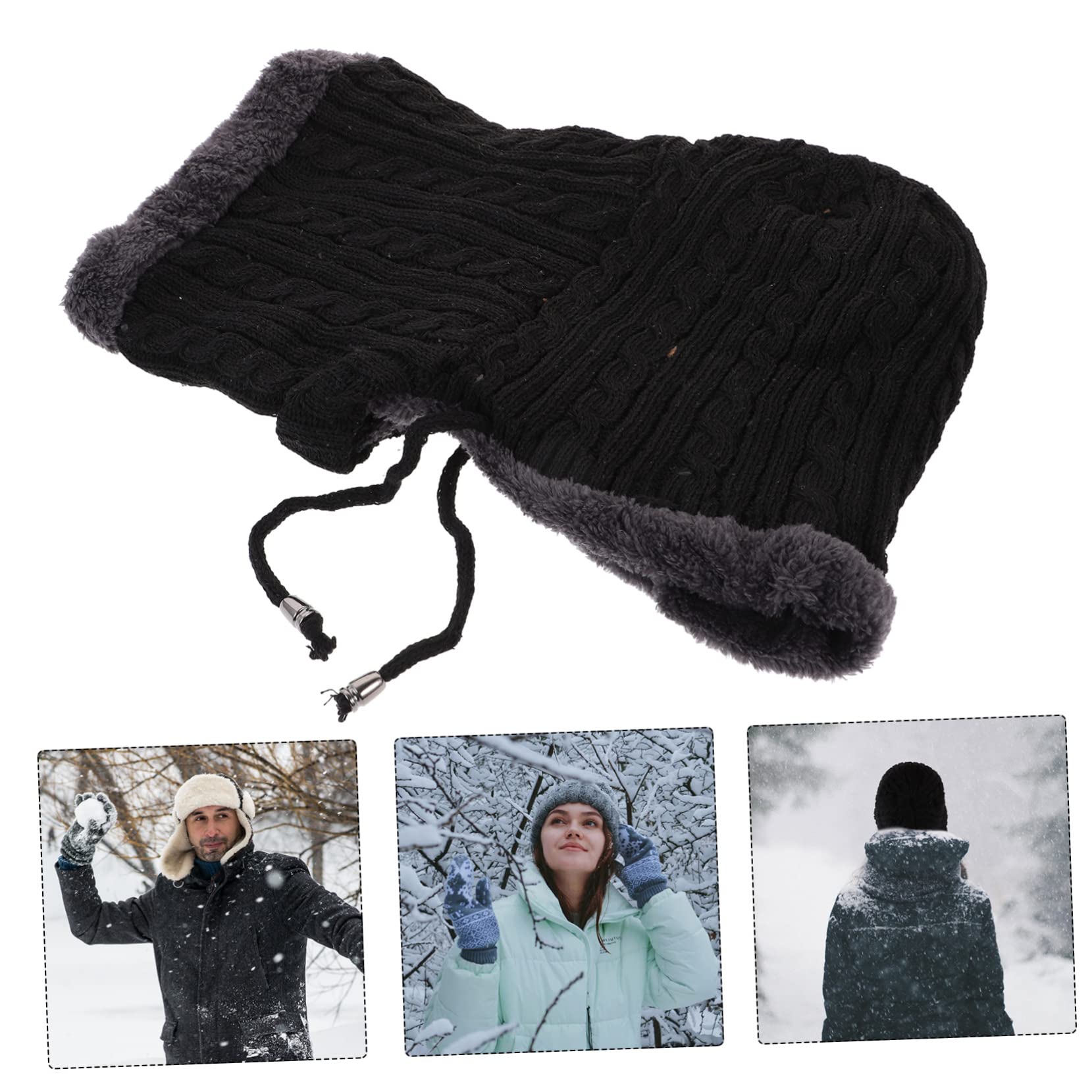 minkissy Gorro Tejido Polar Sombreros Tapa Tejer frío máscara de esquí Lana Gorras de Punto para Hombre Sombrero de Bufanda Gorros Calientes para Mujer Capucha Tejida