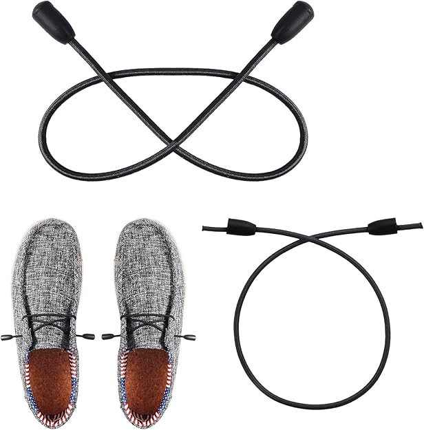 TOYMIS 2 Pairs Elastic Shoelaces, Black String Shoelaces with 4 Lace Locks & 4