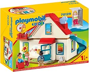 PLAYMOBIL 1.2.3 70129 Dom rodzinny, z działającym dzwonkiem do drzwi i efektem dźwiękowym spłukiwania toalety, od 1,5 roku