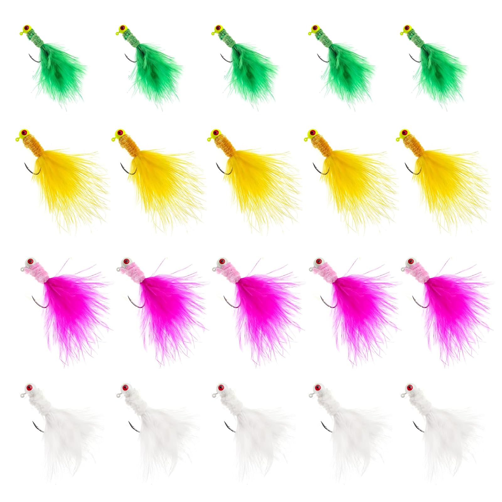 Fishing Jigs Kit Bucktail Jigs Hair Swimbait Heads Crappie jig Head Marabou Feather Fishing Lure Freshwater and Saltwater for Salmon Trout Bass
