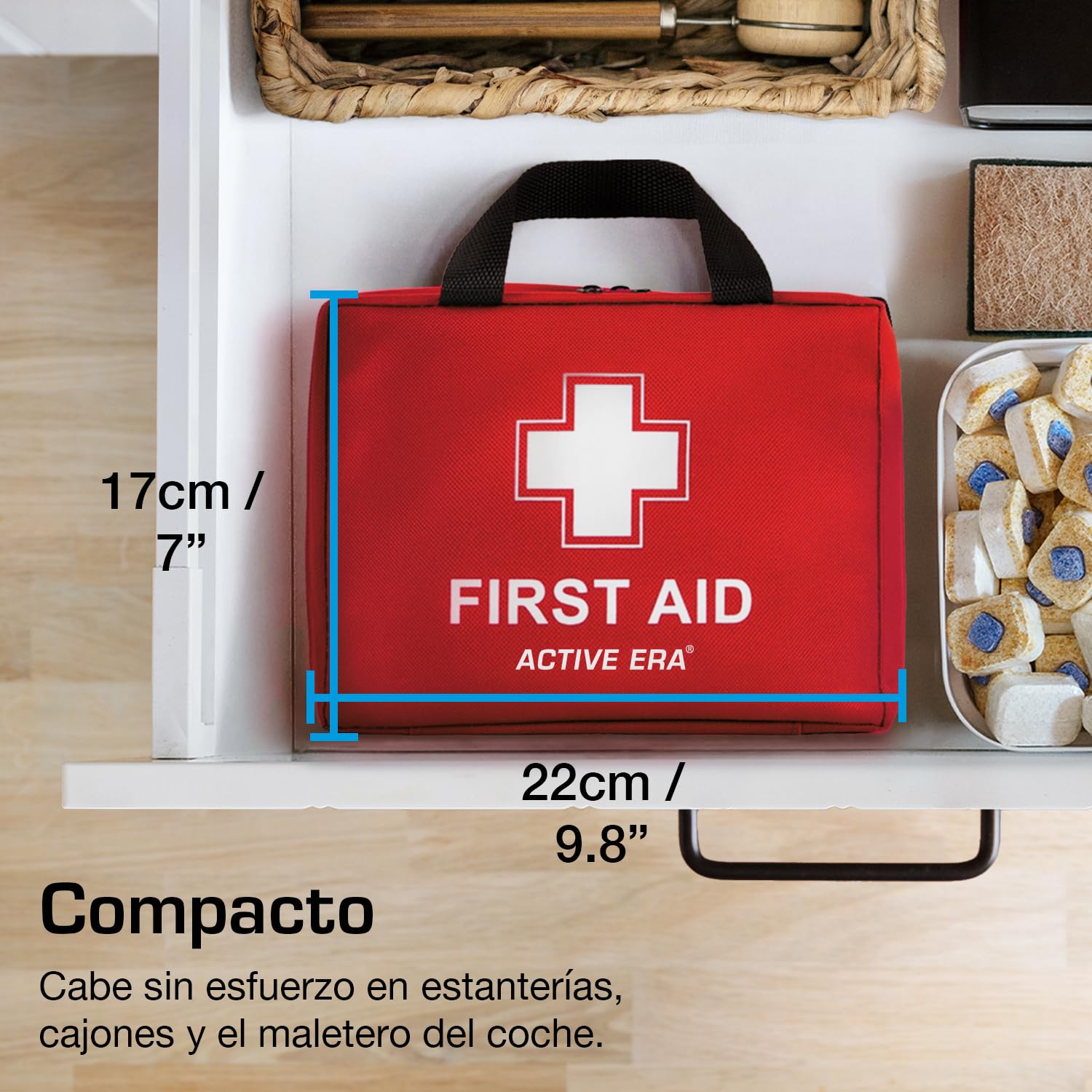 Active Era Botiquín Primeros Auxilios 90 Piezas Hielo Kit Lavado Ojos Manta Emergencia Hogar Coche