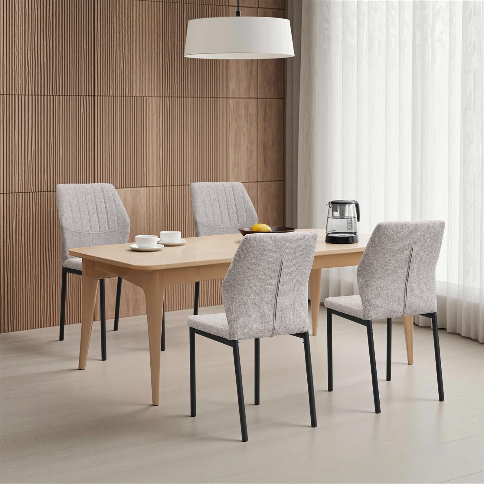 Esszimmerstühle Beige 2er Set, Küchenstuhl, Polsterstuhl Stühle, Esszimmer Beige Sitzfläche aus Polyester, für Esszimmer, Wohnzimmer, Schlafzimmer