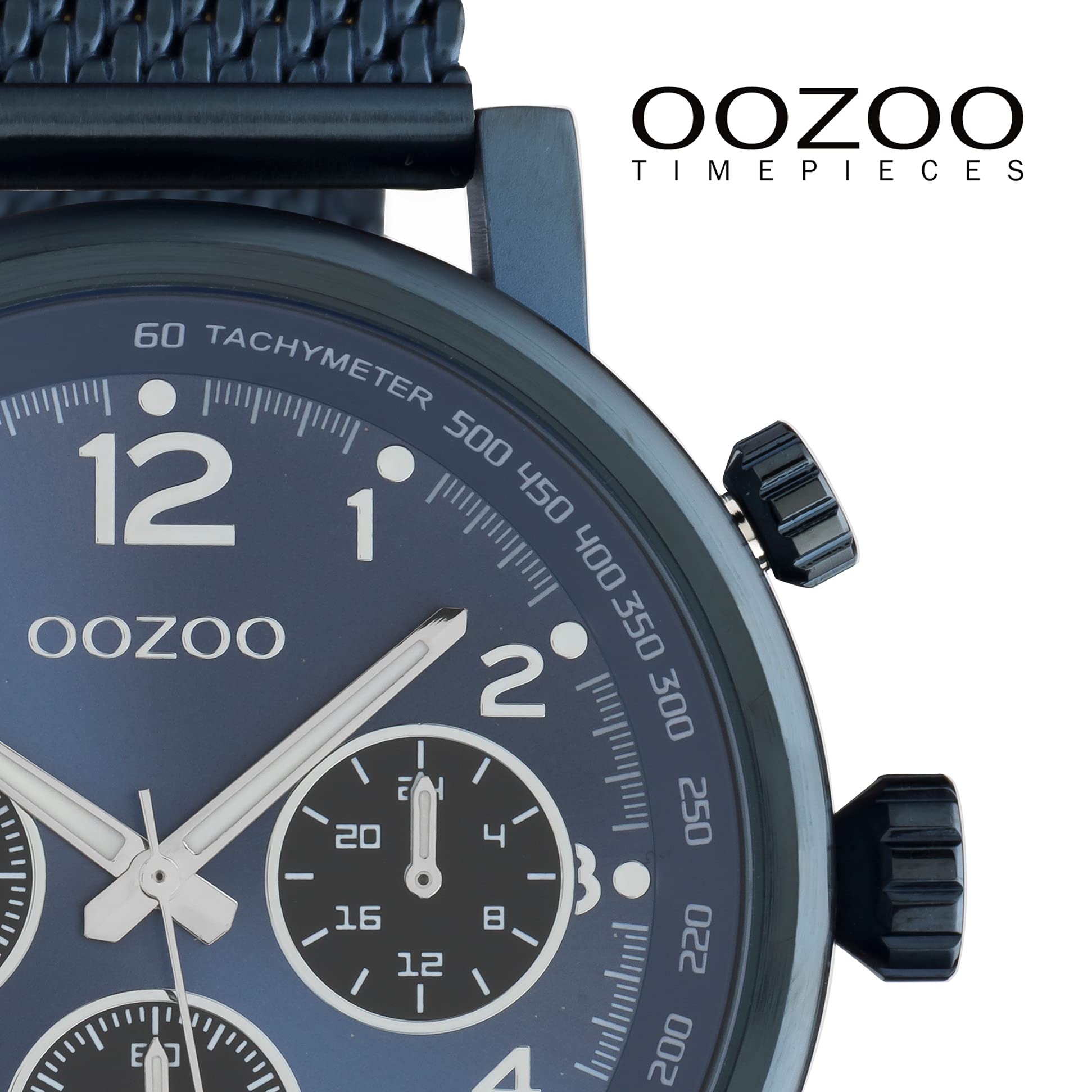 Oozoo Timepieces C10701 - Orologio da polso da uomo con cinturino in maglia milanese, di alta qualità per uomini, elegante orologio analogico da uomo, Blu, groß, Bracciale