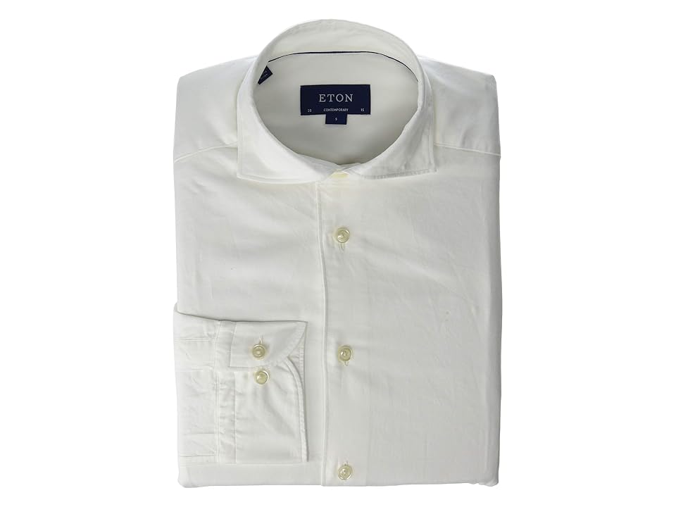 

Eton Contemporary Fit Brera Silk Solid (White) Men's Long Sleeve Button Up