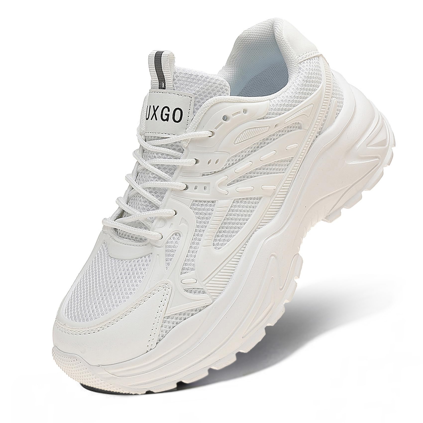 LUXGO Chunky Turnschuh Weiss und Schwarz Originelle Moderne Vegane Plateau Sneaker Damen