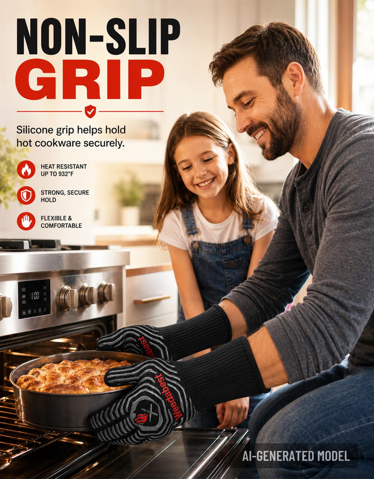 Gorące rękawice do grilla, odporne na wysokie temperatury, rękawice kuchenne, profesjonalne, długie, żaroodporne, do grillowania, wędzarni, grilla, 34 cm, szare