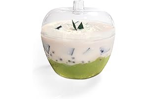 Oasis Creations Apple Shaped Clear 4oz Plastic Dessert Cups with Lids and Spoons - 50ct