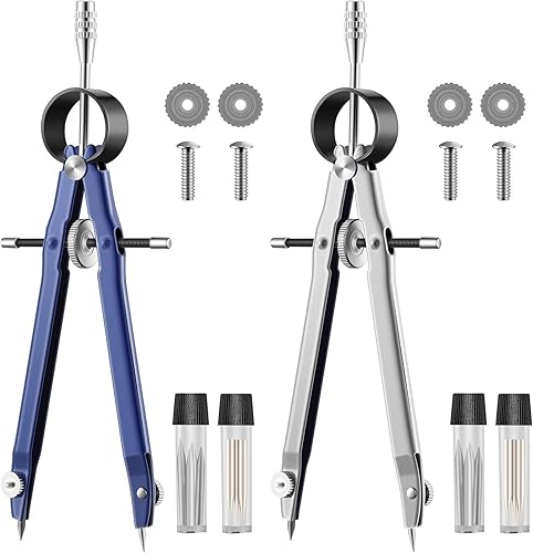 Brújula de geometría profesional, brújula de metal, herramienta de dibujo de brújula, brújula de dibujo, brújula de dibujo con recargas adicionales