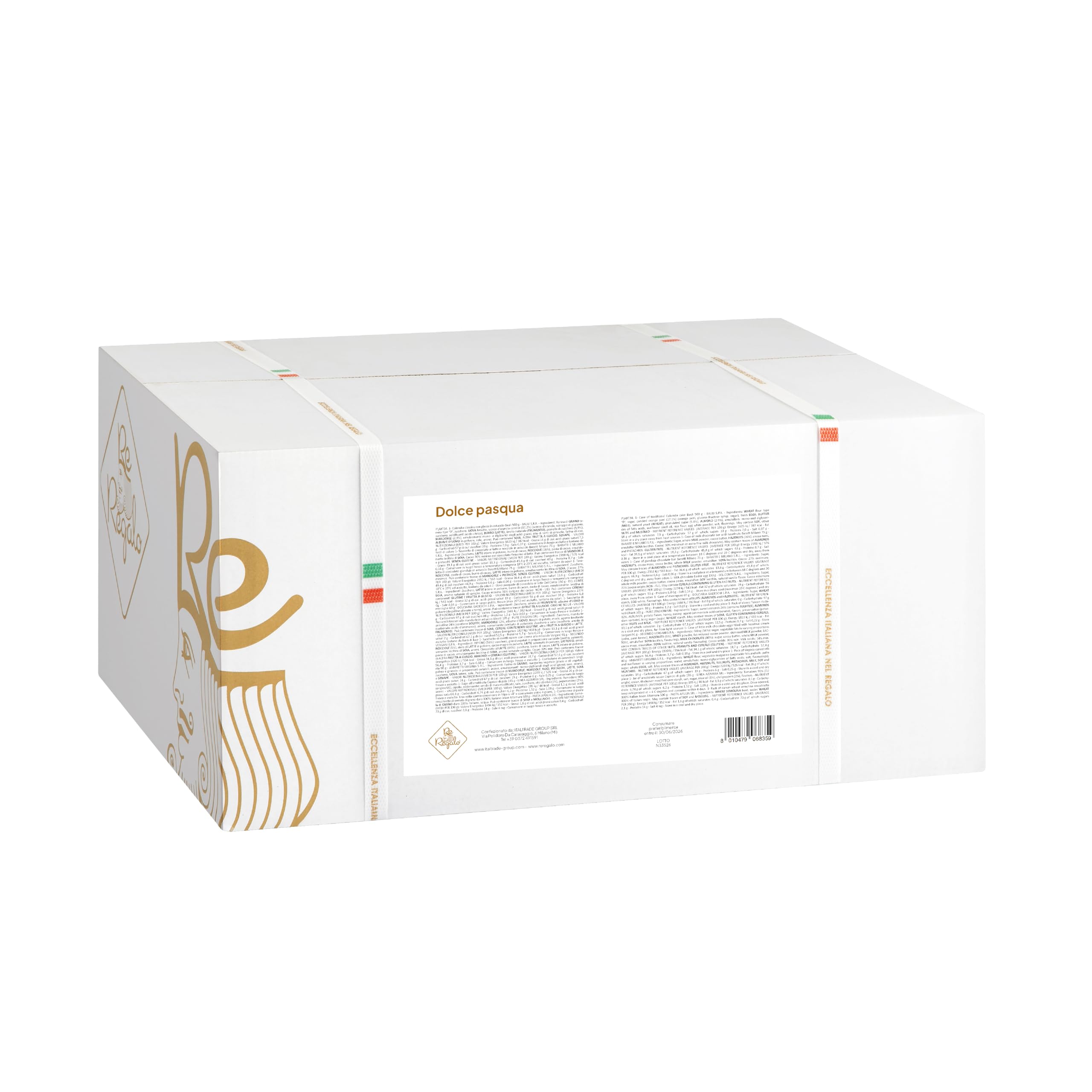 Re Regalo Confezione Regalo Dolce Pasqua 2026, 10 Pezzi con Colomba Bauli 500g, Uovo Del Conte 150g, Cioccolato Baratti & Milano, Ricciarelli, Pasta Jesce 500g e Sugo Arrabbiata, Idea Regalo Cesto