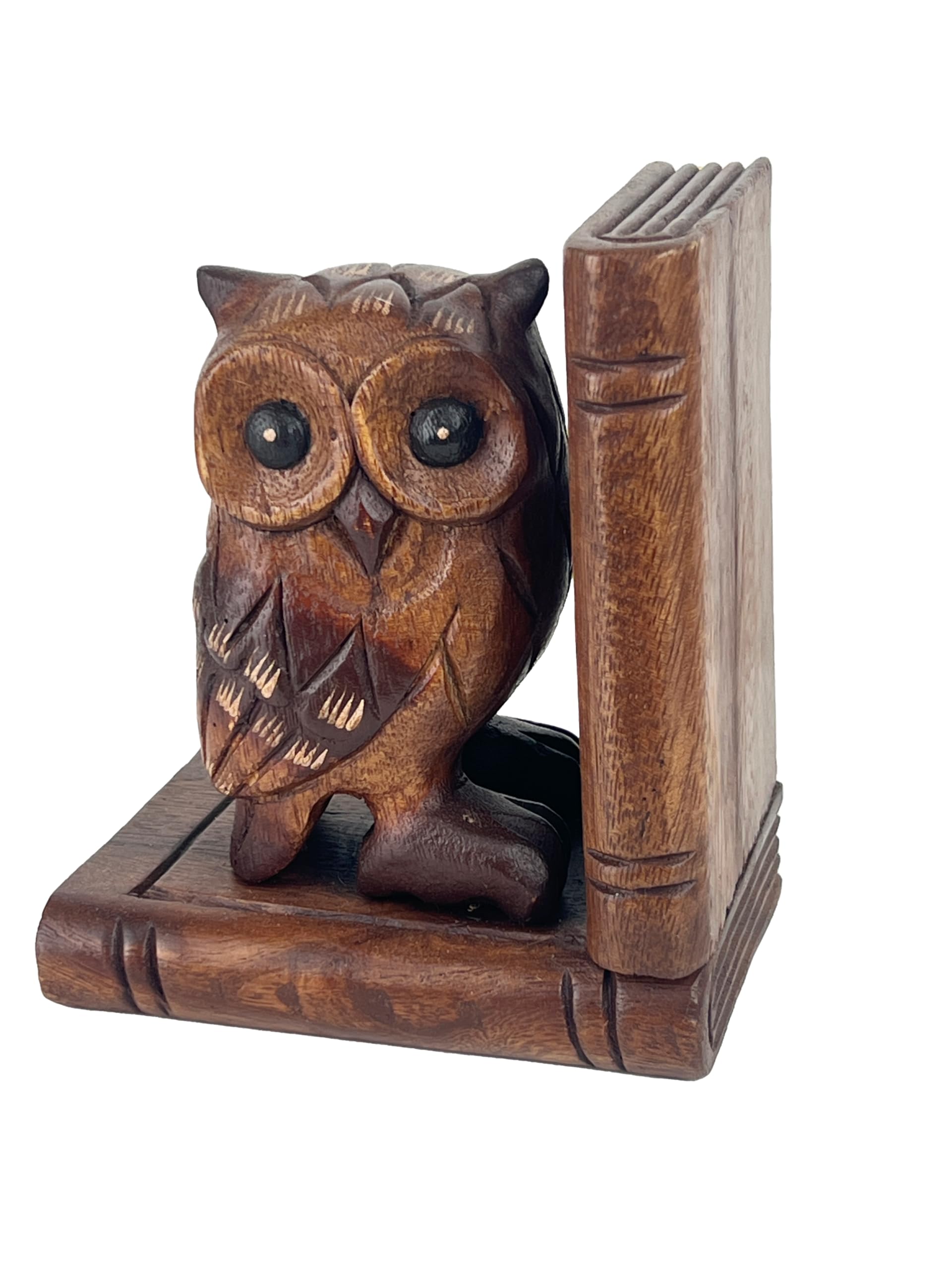 Handcrafted Wooden Owl Bookends, Decorative Book Holders, 17 cm Height, 14 cm Width - Image 2