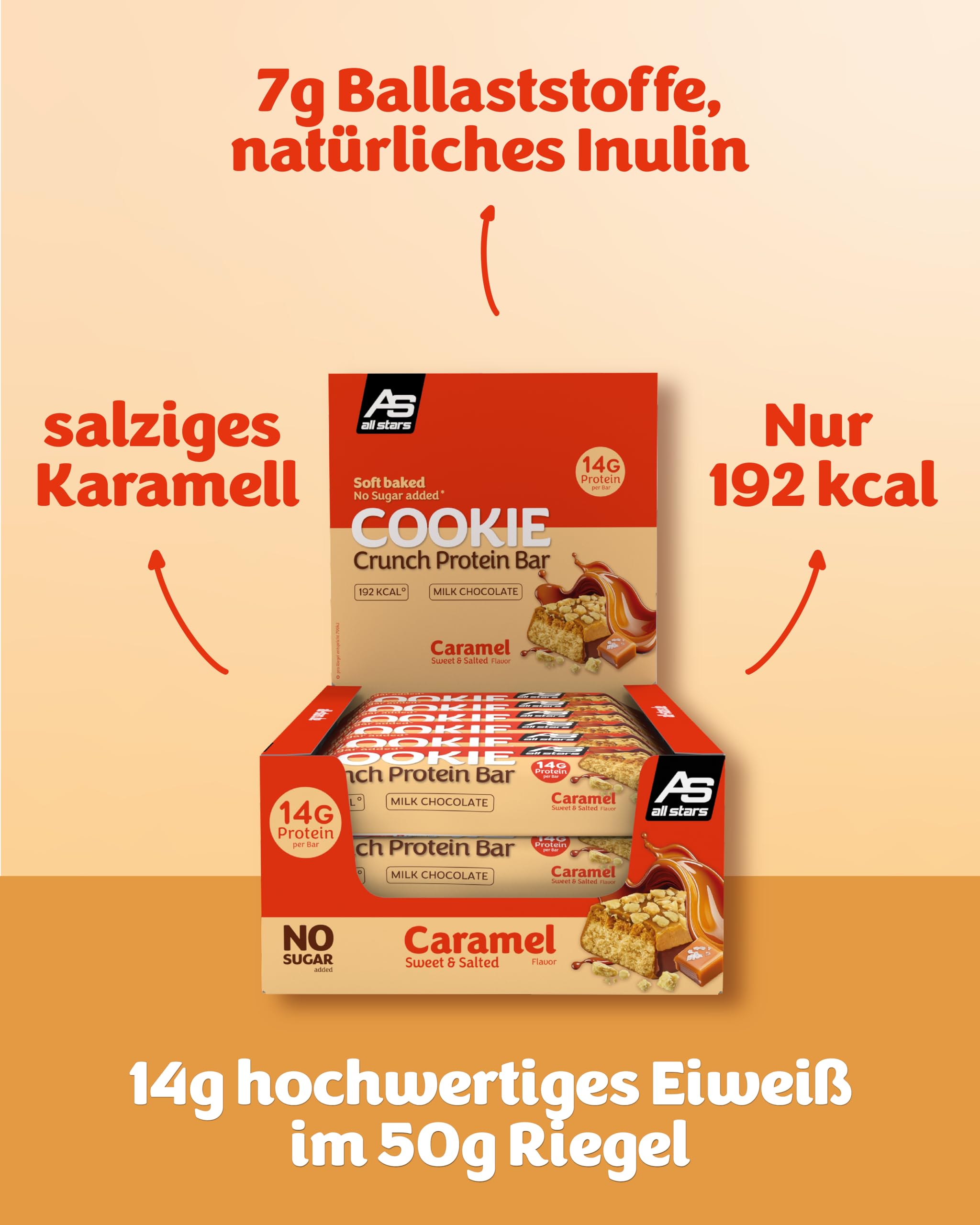 ALL STARS Protein Cookie Crunch Bar 18 x 50g Caramel Sweet & Salted