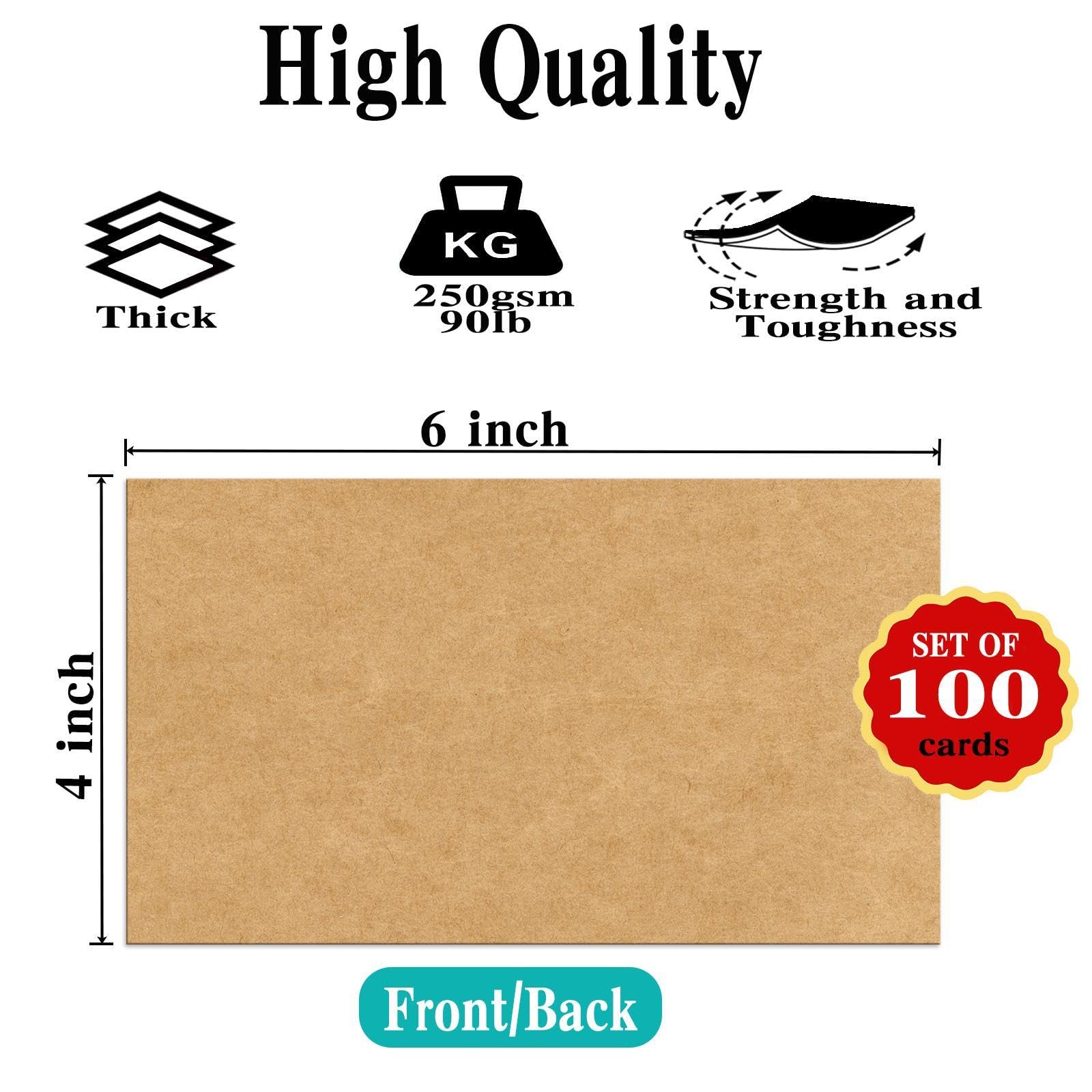 100 Pack 4x6 Kraft Blank Cardstock Paper, Card Stock for Printer Postcards Photo Paper Invitations, Greeting, Notes - Image 2