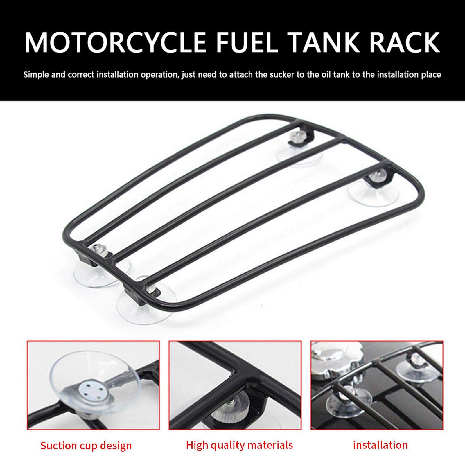 Porte-bagages universel pour carburant moto, barre chromée, avec ventouses puissantes, robuste et facile à installer