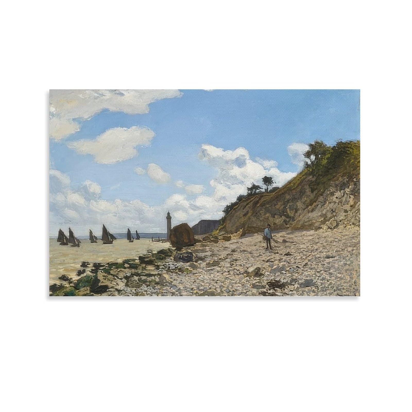 The Beach at Honfleur. 1864-66 by Claude Monet Wall Art Prints Poster Canvas Poster Wall Art Picture Prints Hanging Photo Decor Home Posters Artworks 08x12inch(20x30cm)