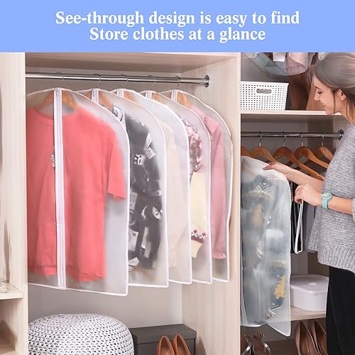 Miniatura 6 de Chumia 25 bolsas de ropa para colgar ropa, 24 x 32 pulgadas, fundas de plástico transparente para ropa, a prueba de polvo, para trajes, bolsas de