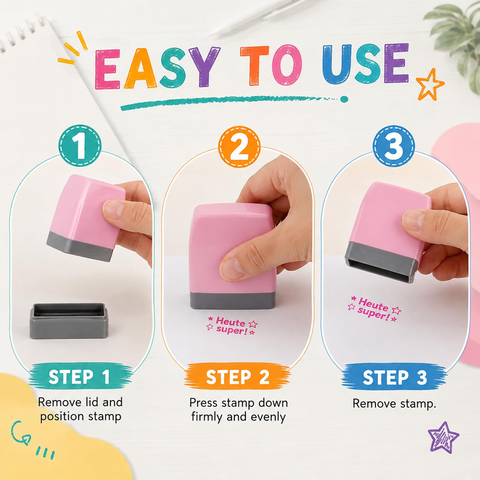 Set di 12 timbri motivazionali per insegnanti, per bambini, scuola e scuola domestica, timbri colorati per insegnanti e insegnanti