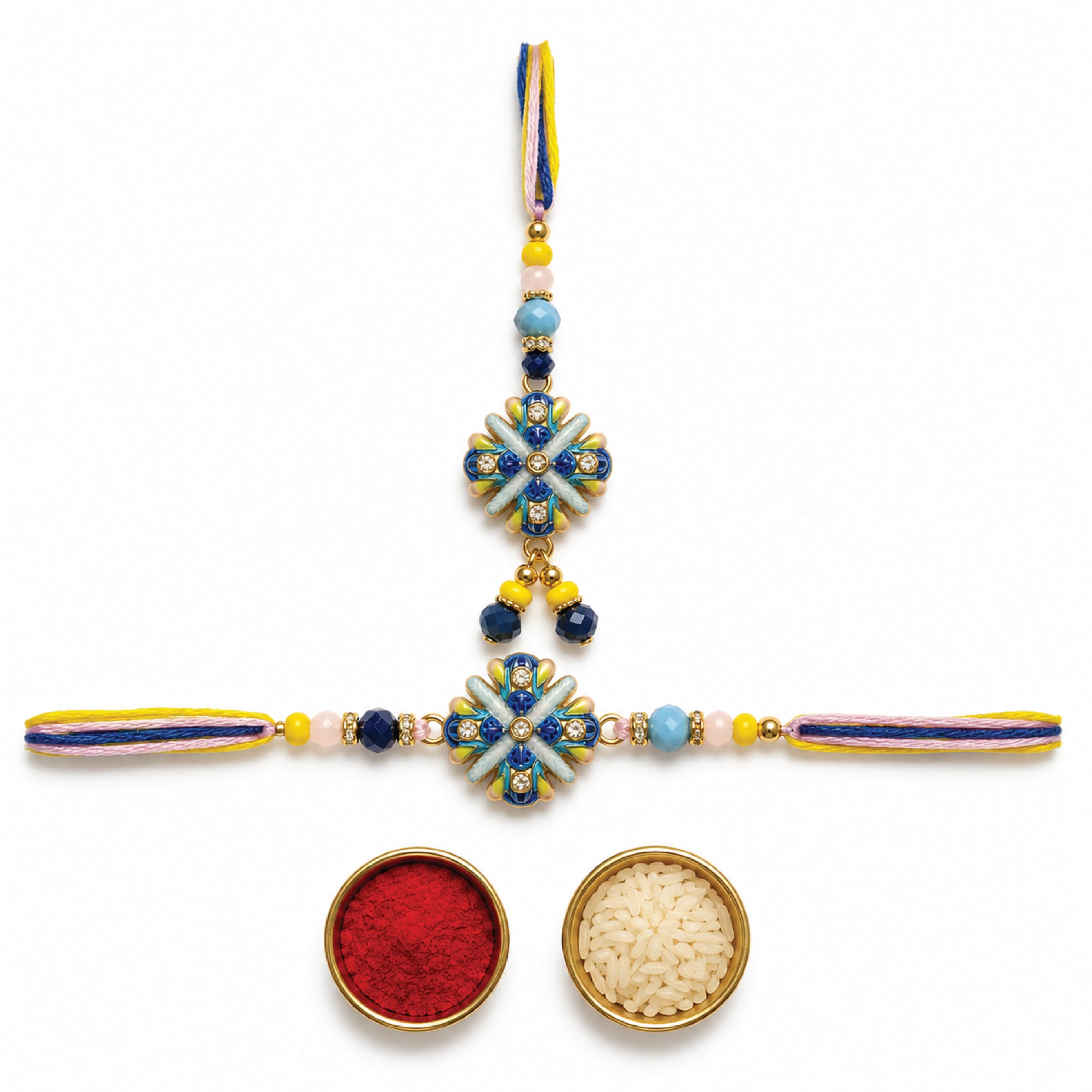 Bhaiya Bhabhi Rakhi Combo | Designer Bhaiya Rakhi with Matching Lumba for Bhabhi | Raksha Bandhan Couple Set | Premium Gift with Complimentary Roli Chawal-picture-13