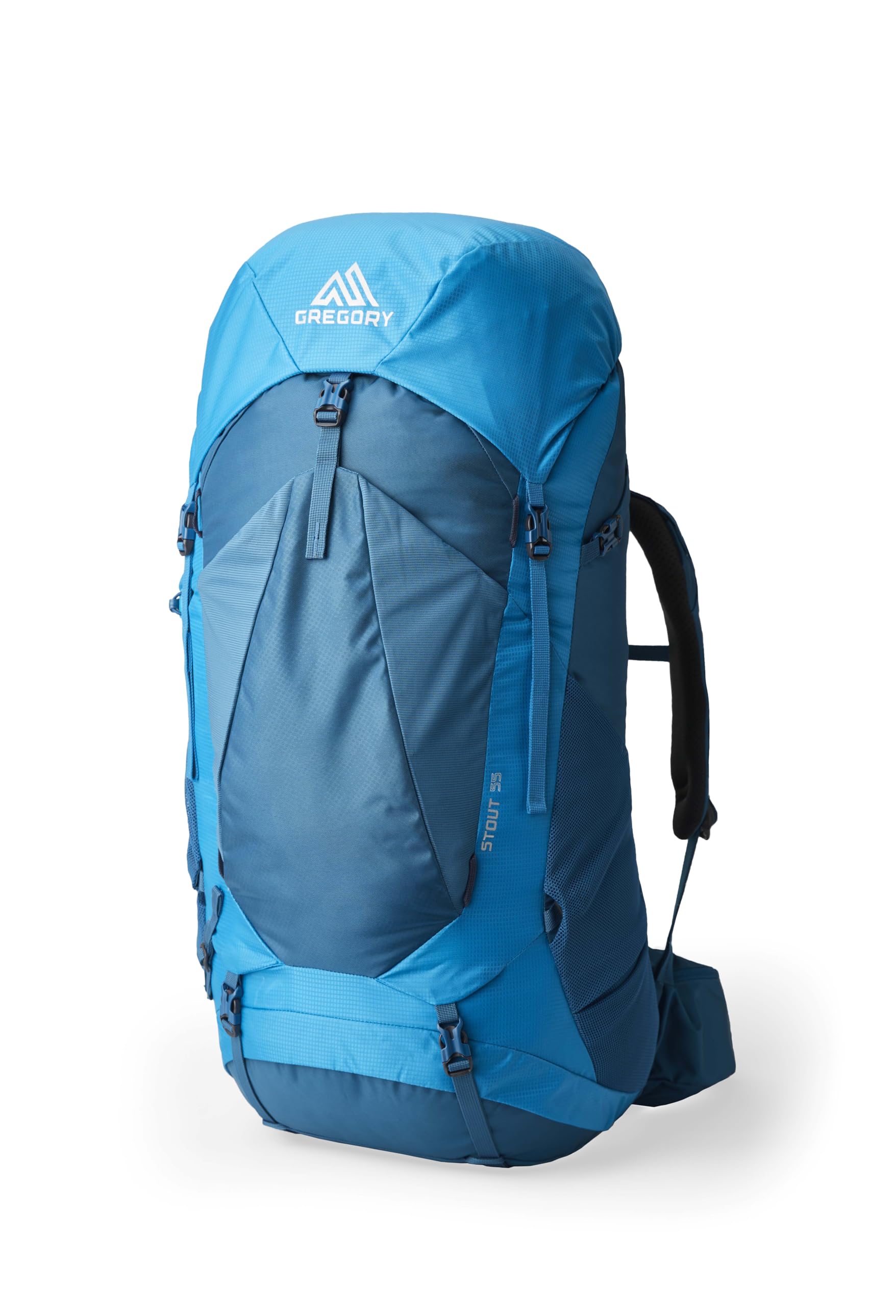 Gregory Stout 55L Unisex Backpacking Pack, Breathable Backpanel, Internal Hydration Sleeve for Water Reservoir (Bladder Not Included), One Size Fits All, Compass Blue