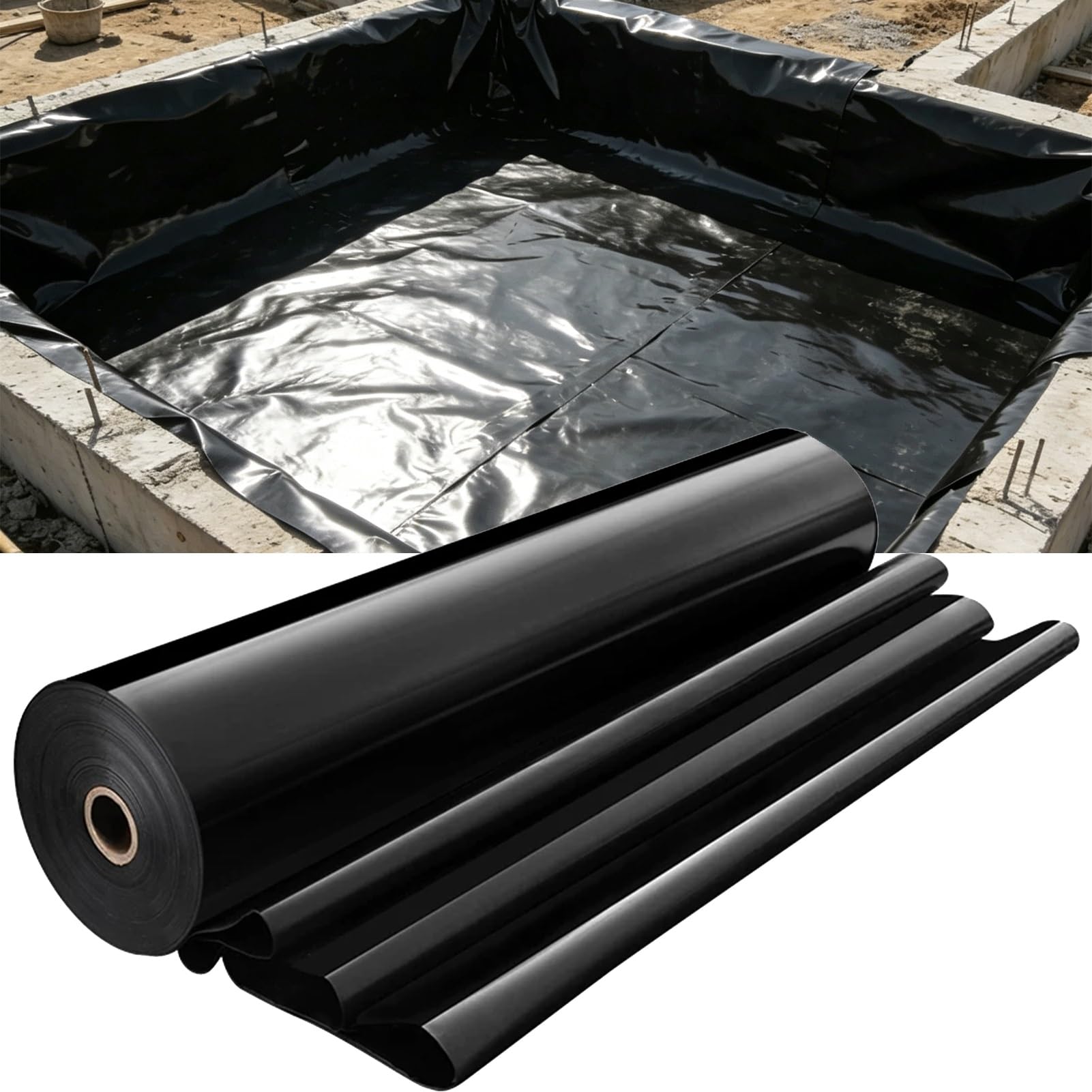 MARXAN Rivestimenti per laghetto, Spessore 0,13 mm, 3x4 m 4x6 m 5x8 m 7x10 m Membrana Impermeabile Nera per laghetti con Pesci da Giardino, ruscelli, fontane e sottofondi per Giochi d'Acqua(3x5m)