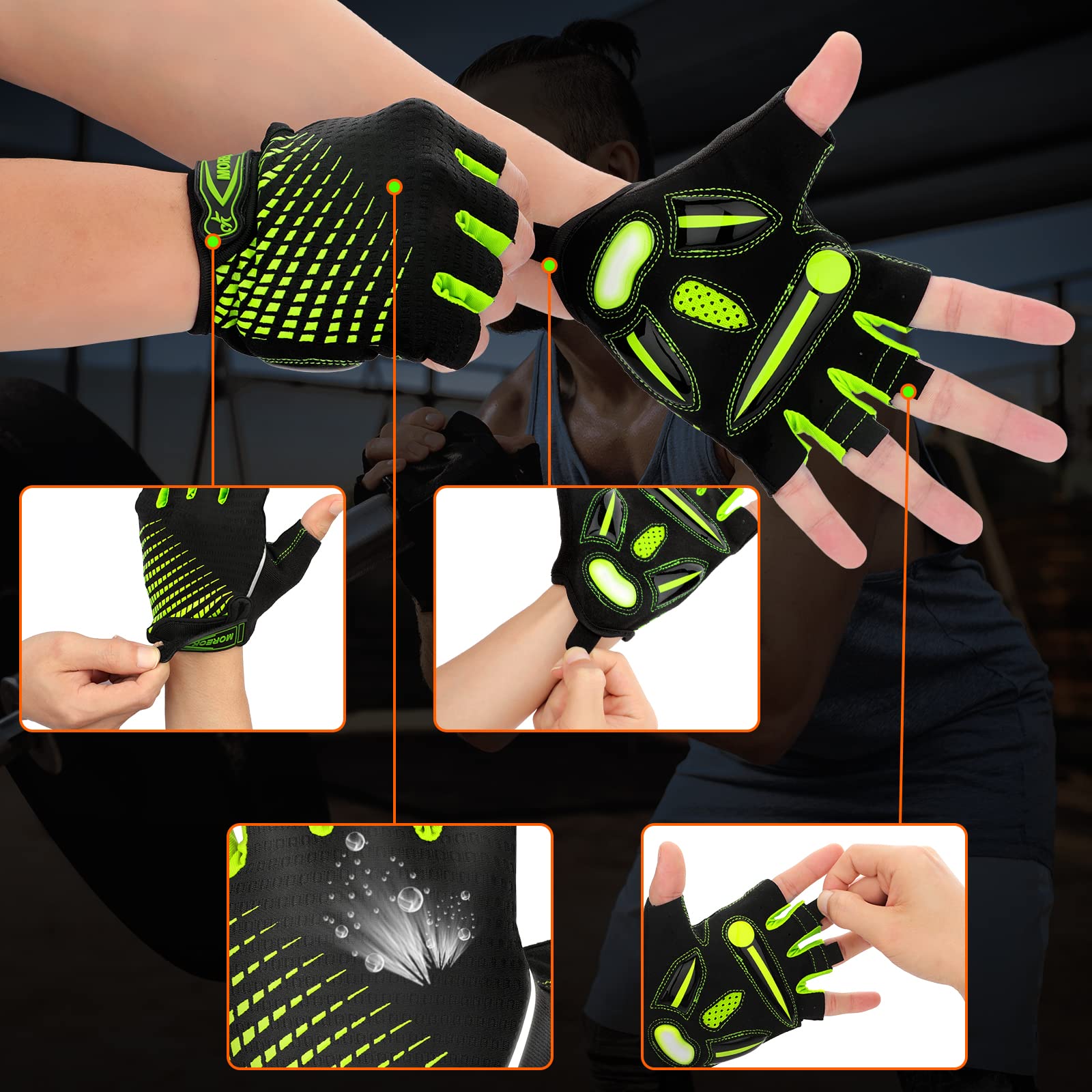 Guantes Bicicleta Montaña,Guantes Ciclismo Verano Medio Dedo para Hombres y Mujeres,Gel a Prueba GolpesTranspirableCómodoAntideslizante Adecuado para MotocicletasBiciMTBGimnasio