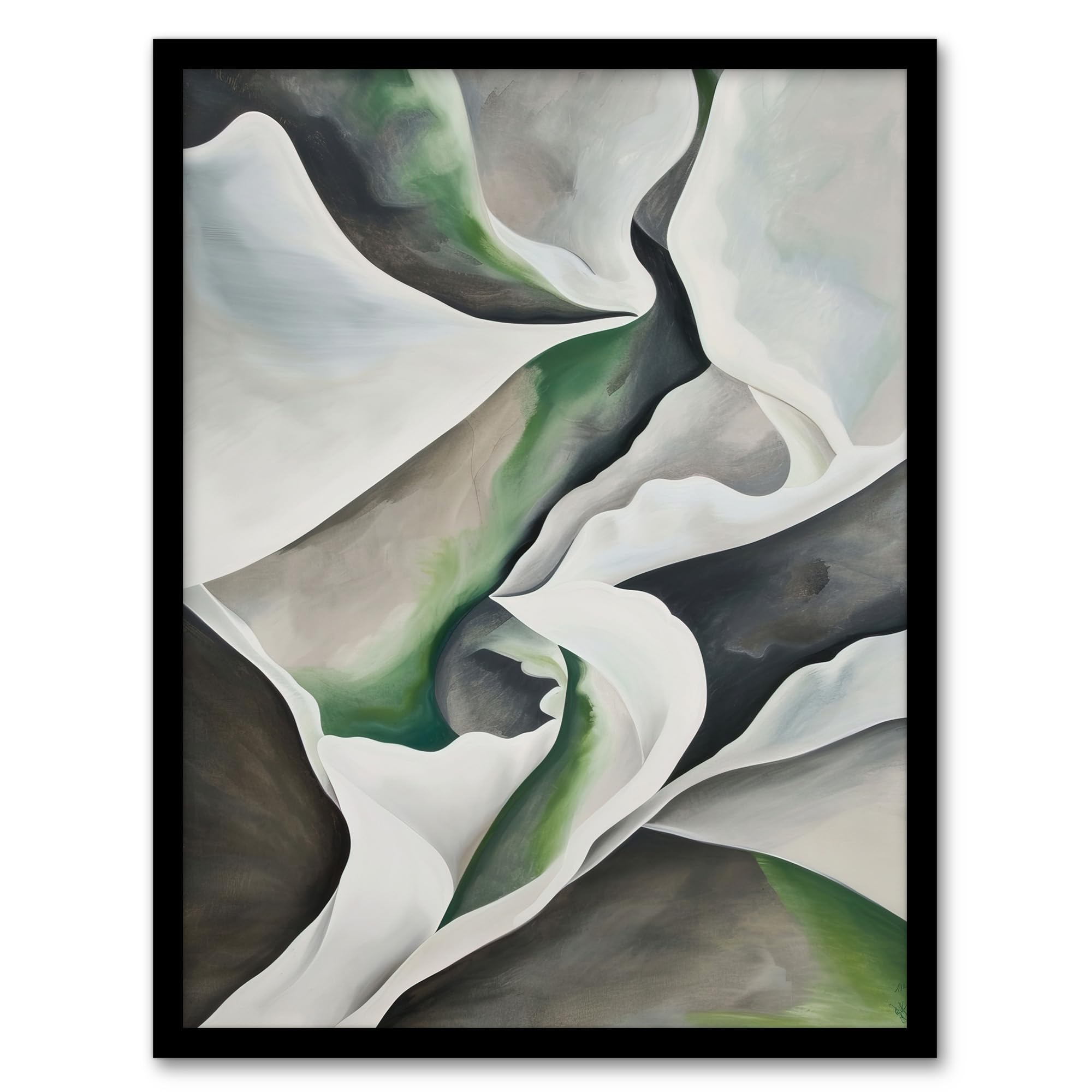 Artery8 Fabric Folds Green Grey Abstract Watercolour Living Room Artwork Framed Wall Art Print 18X24 Inch
