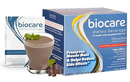 Biocare Bebida nutricional para usuarios de GLP-1, la bebida dietética en polvo proporciona 0.71 oz de proteína esencial, 26 vitaminasminerales,