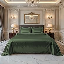 100% Pure Bamboo Fitted Sheet for Queen Size Bed – Silky Soft Breathable & Skin-Safe Oeko-Tex Certified Premium Bedding Full Elastic Deep Pocket Bedsheet for Aesthetic Home Décor (Queen/Olive Green)