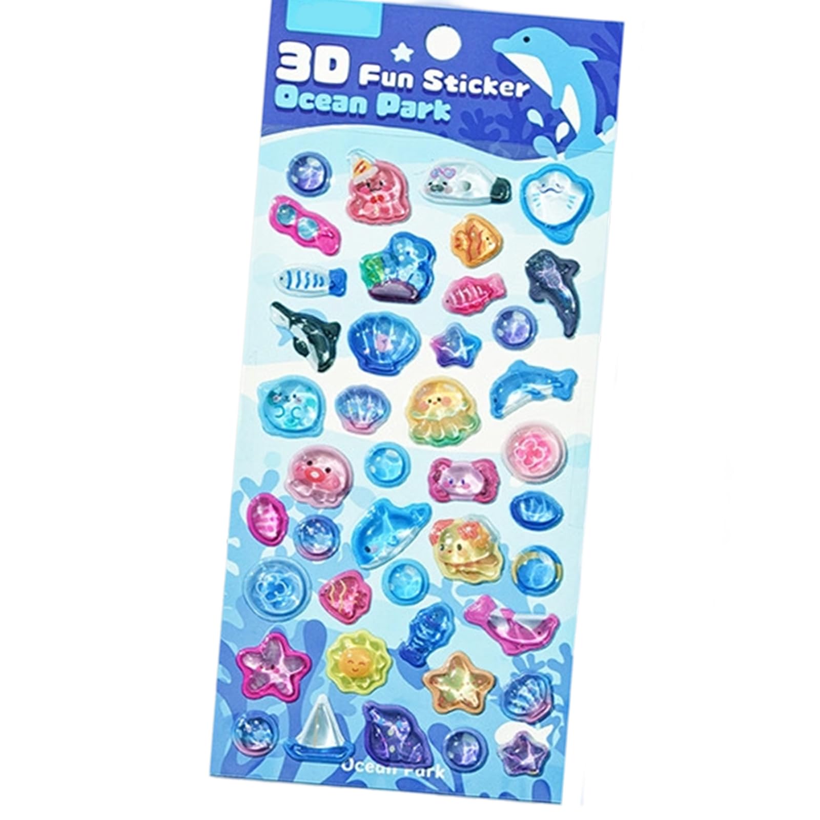 Msioytog Oceanq Paradise Cartoon Embossed Animal Sticker Waterproof Pet Resin Sticker For Notebook Journal Phone Cover Scrapbooking Decoration Phone
