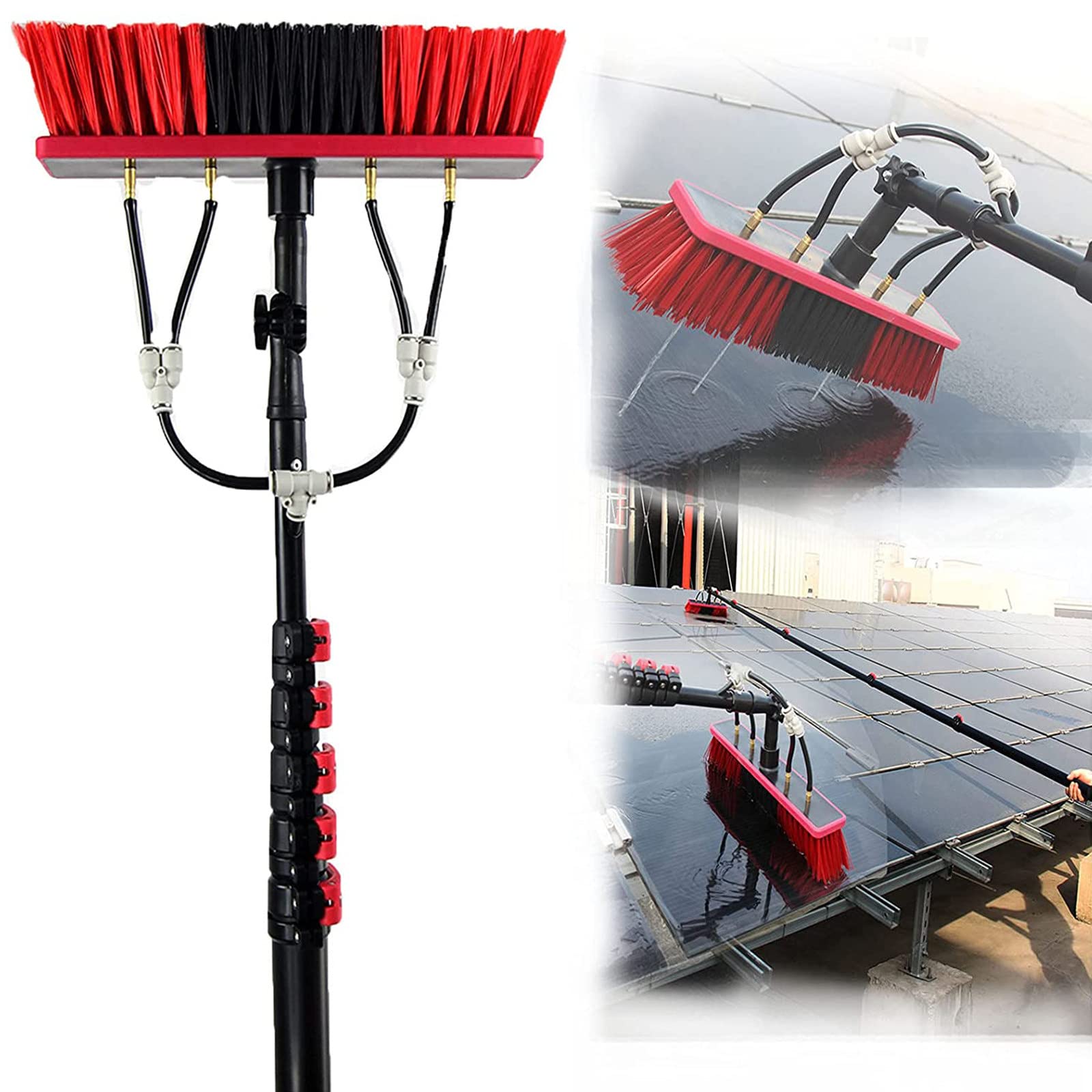DUANHOZ Window Cleaning Pole Water Fed Pole Kit Outdoor Window Cleaner Water Fed Telesbrush Window And Solar Panel Cleaning /30Ft/9M,55cm Brush Head,9M/30FT