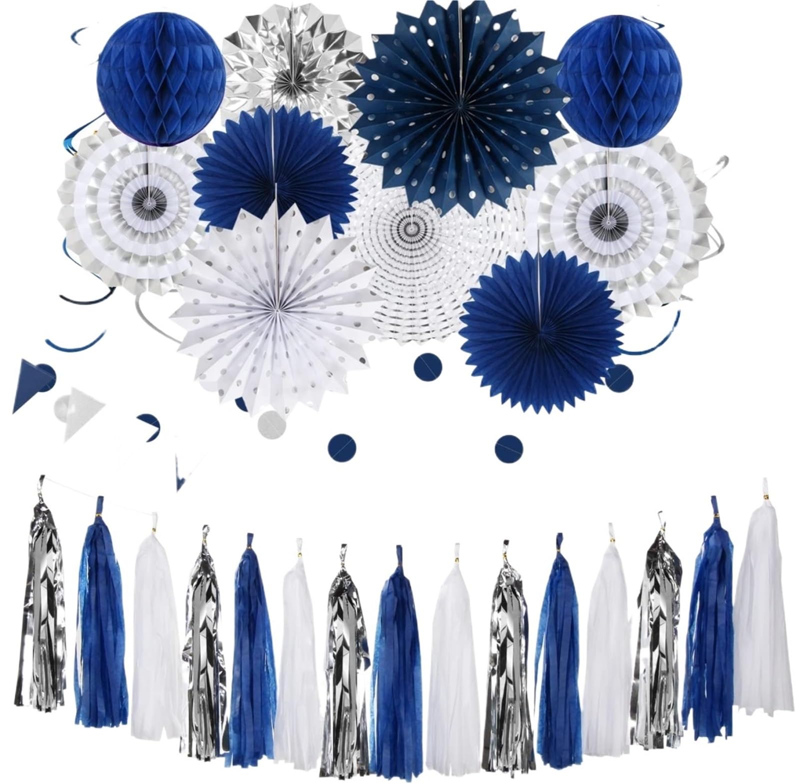 Seidenpapier Pompons Papierfächer Pom Poms Quaste | 33 Stück Girlande Wimpel Banner Waben for Hochzeit Geburtstag