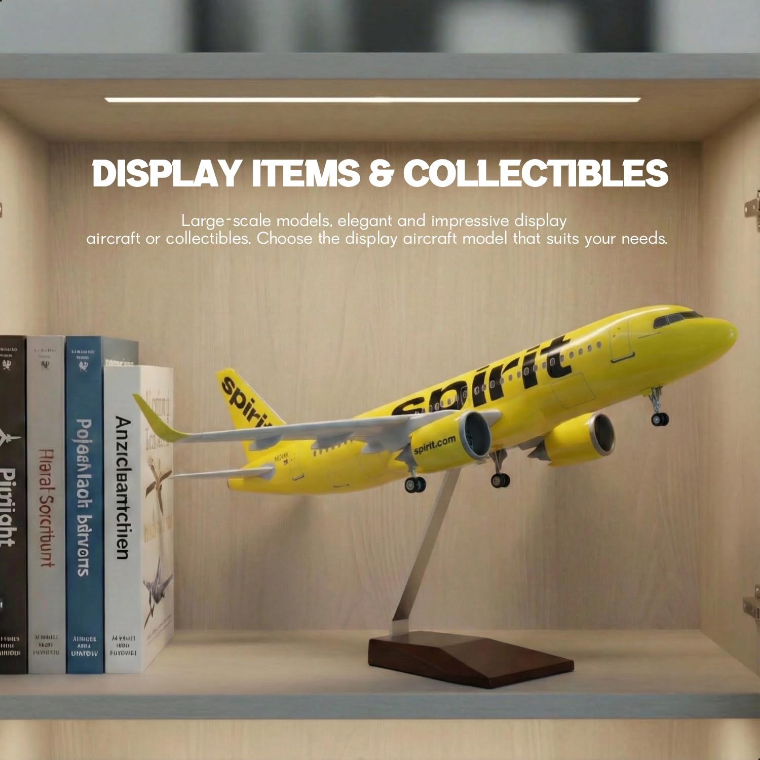 1/85 kompatibel mit Spirit A320, mit Ständer (47 cm lang) für Airbus A320, Resin-Flugzeugmodell für Erwachsene, Souvenir-Geschenk für Luftfahrtbegeisterte, Dekoration für Zuhause oder Büro