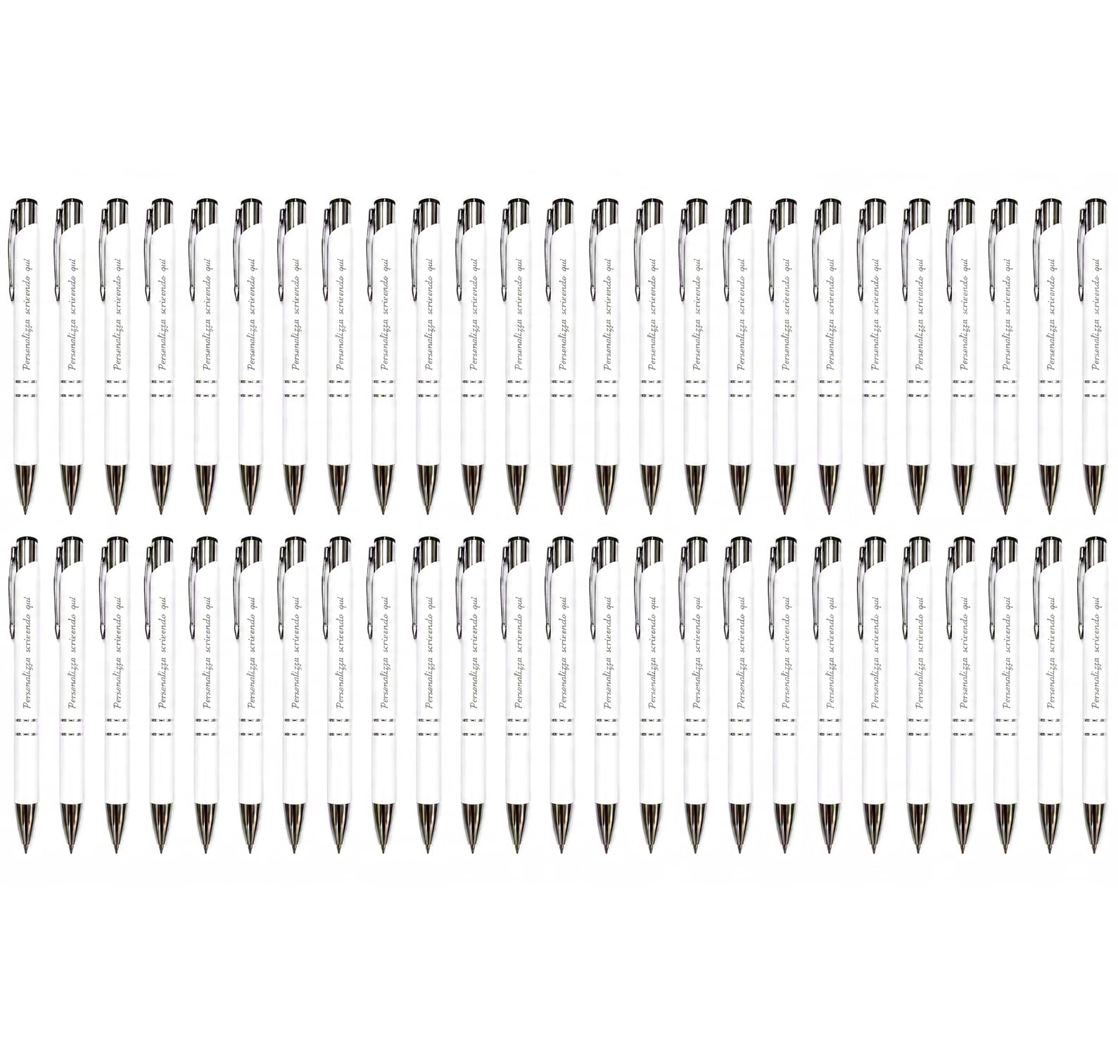 Penna a sfera personalizzata idea regalo. Penna con incisione Laser, Nome, testo,Penna a Sfera per Ufficio, Laurea, Matrimonio, Anniversario, compleanno (50, Bianco)