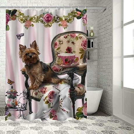 Yorkie Shower Curtain: Paw-some Bathtime Bliss