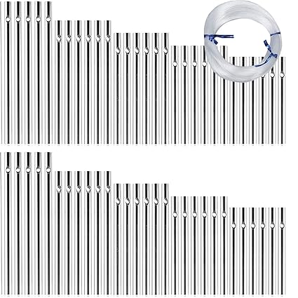 YAHON 60 PCS Wind Chime Tubes,Wind Chime kit,DIY Wind Chimes, Wind Chime Supplies,Wind Chime Parts,Wind Chime Cording, Wind Chimes Outdoor,and Wind Chime line 100 Yards