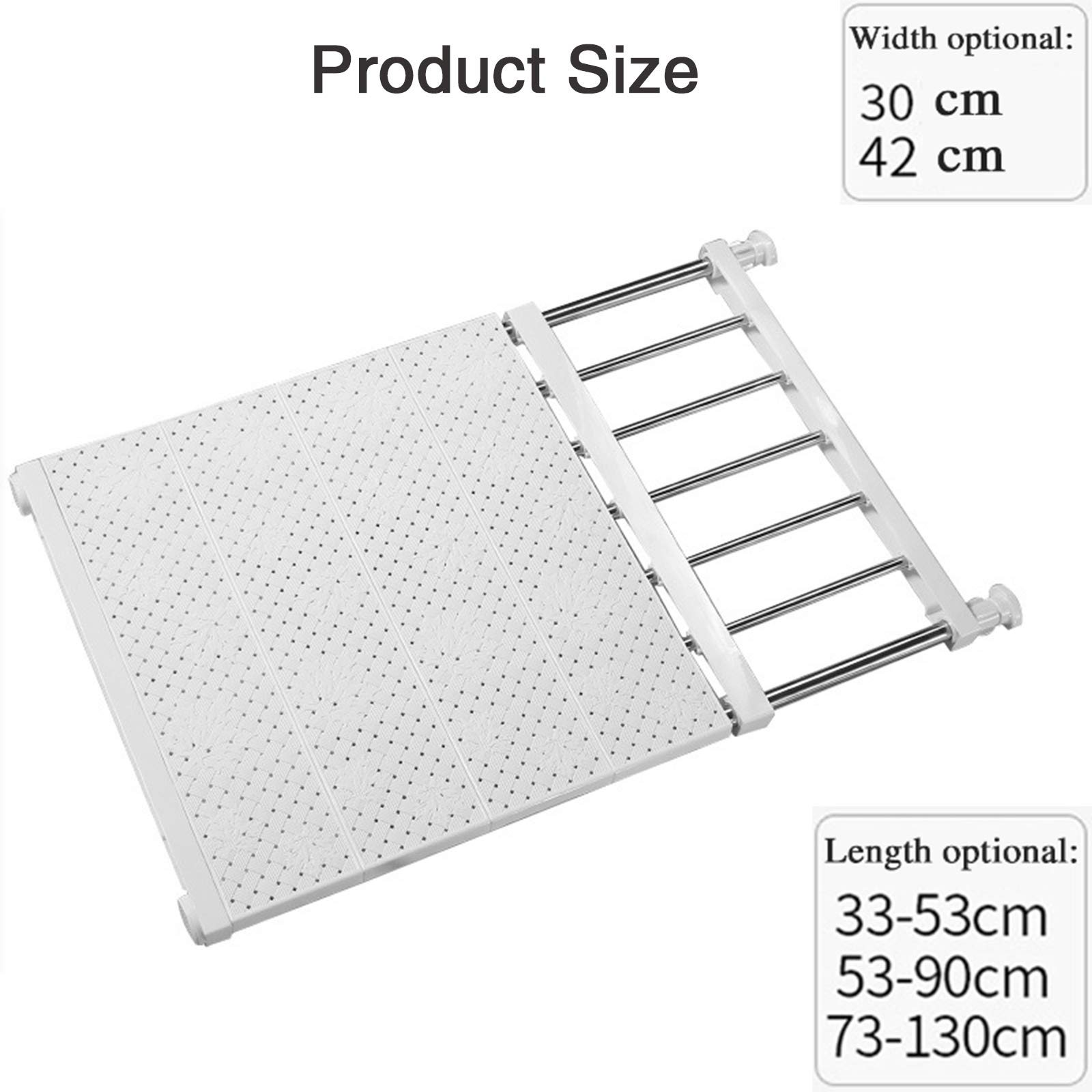 Rack di stoccaggio Regolabile, Ripiani espandibili per Guardaroba, Telescopico Ripiano Armadio per Armadio da Cucina, Frigorifero, libreria,Wide 30cm,L 73 to 130cm