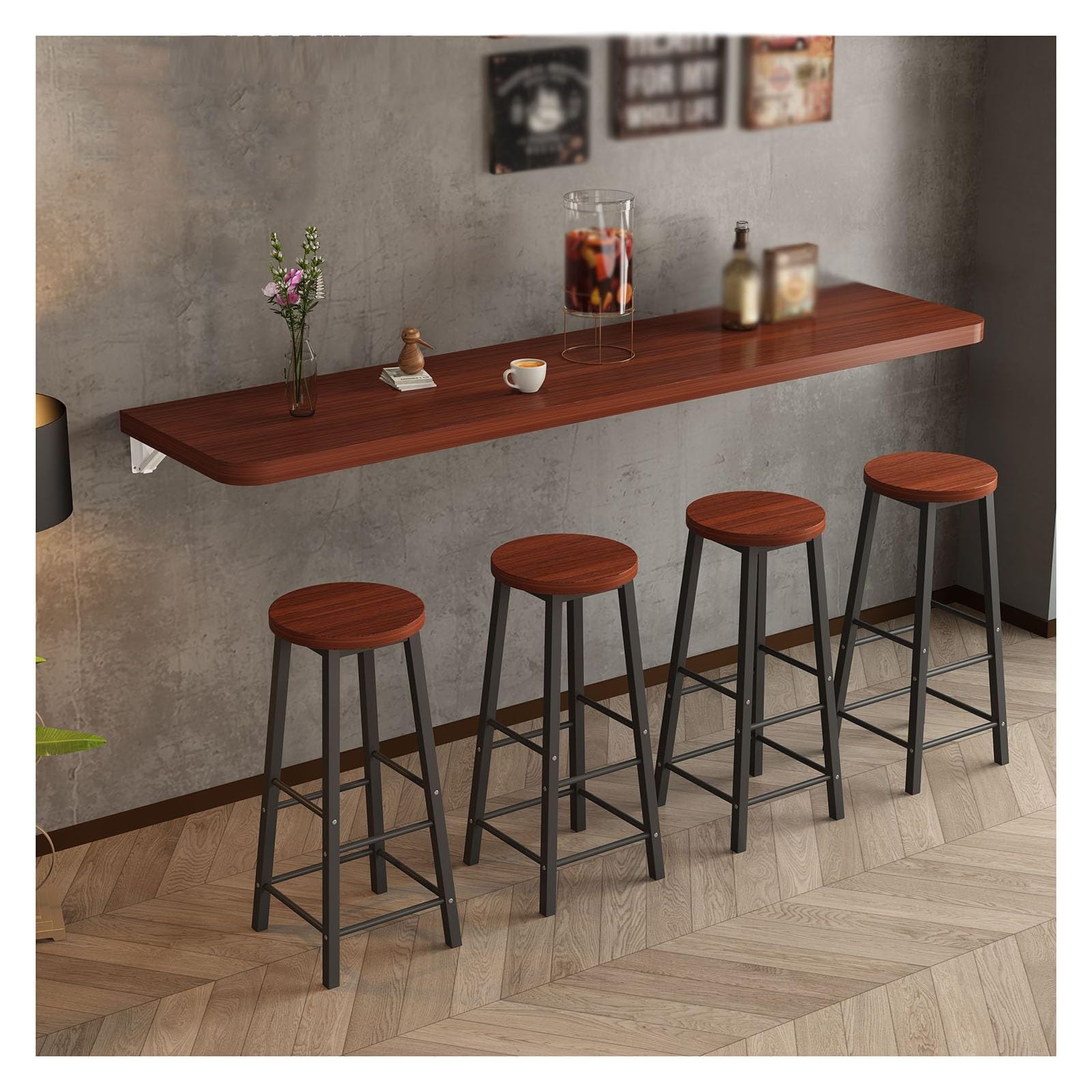 Table pliante murale ronde bois pour optimiser petits espaces