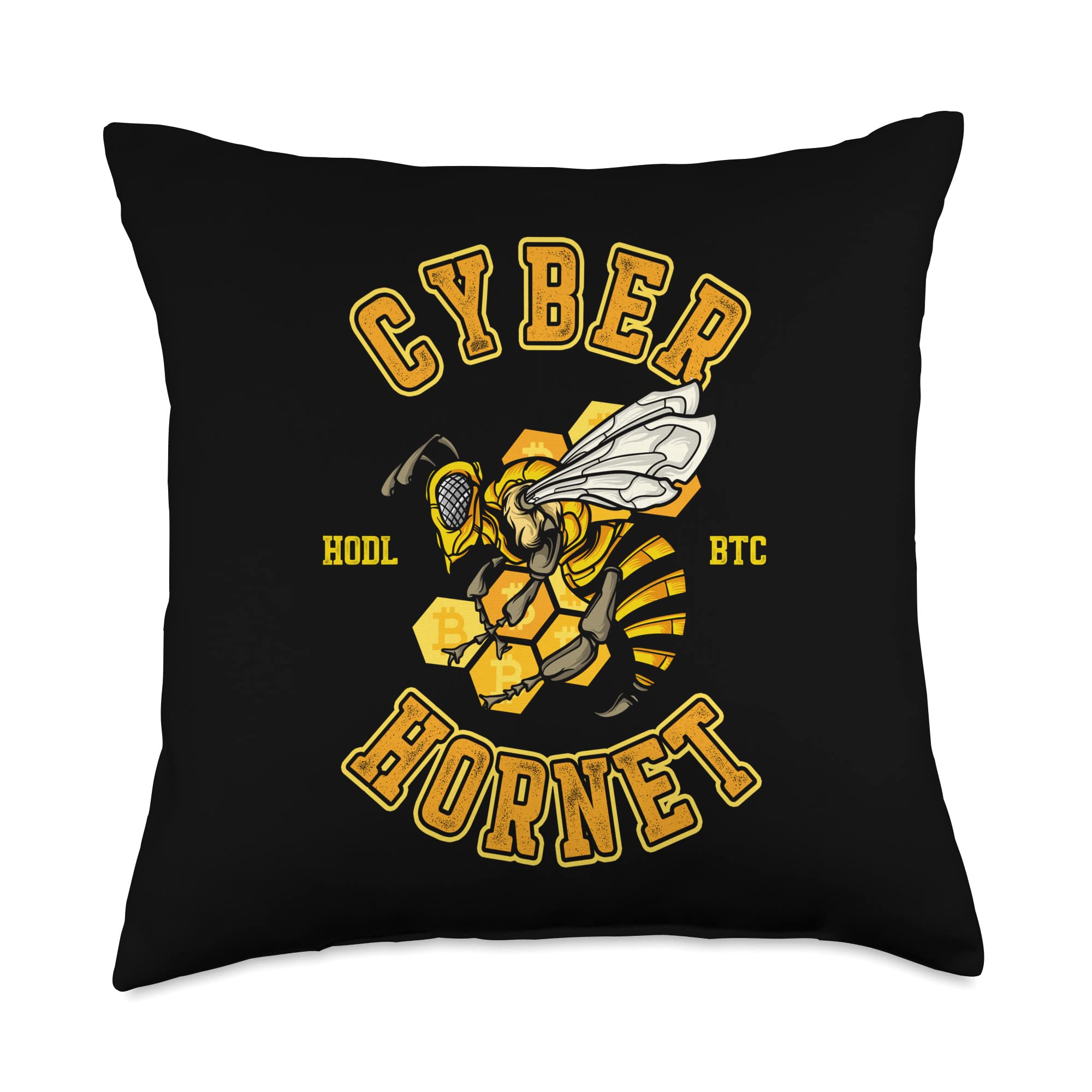 Amazon.com: Cyber Hornet Bee BTC Bitcoin Cryptocurrency Hodl Blockchain  Throw Pillow : Home & Kitchen