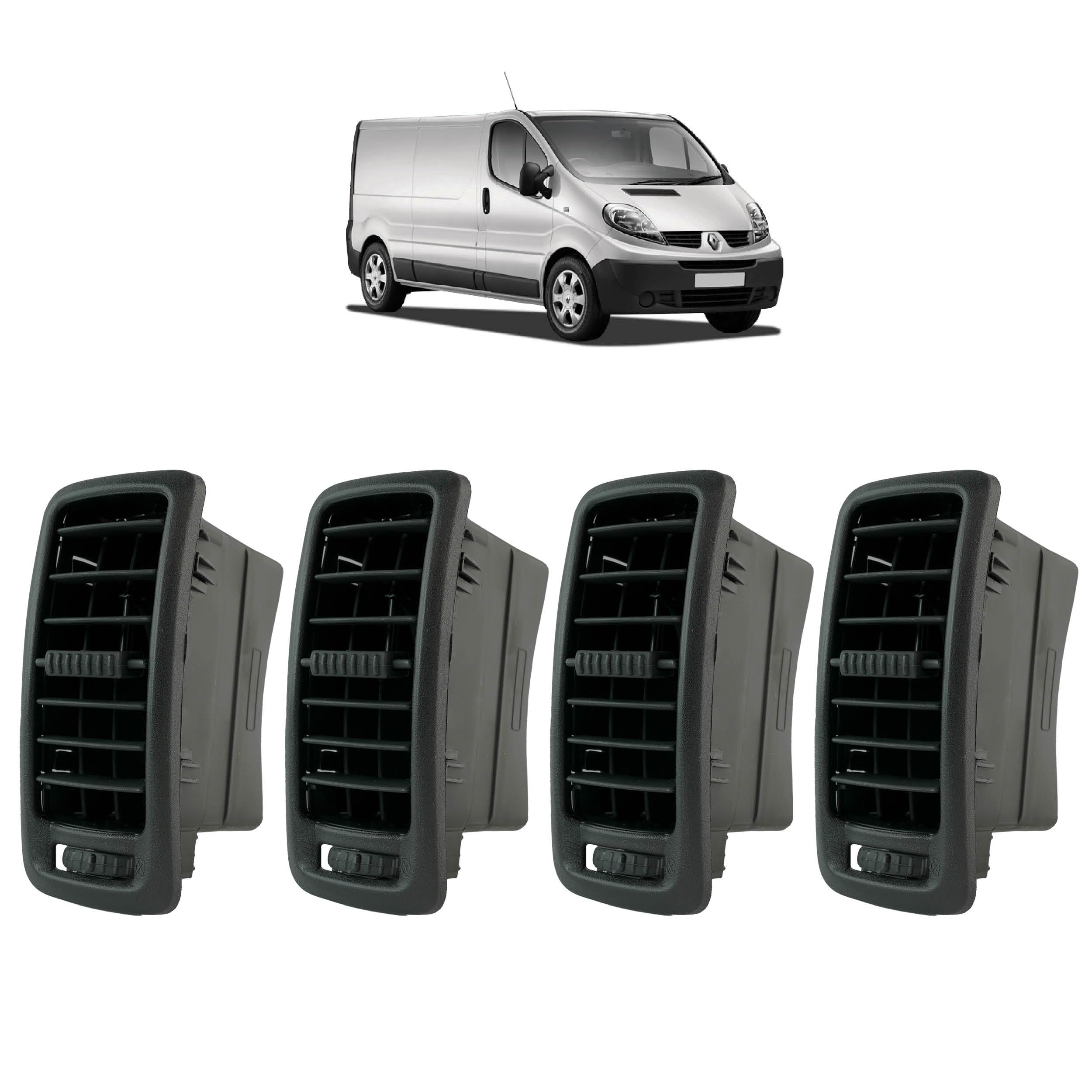 4 rejillas de ventilación compatibles para Trafic 2, Vivaro A y Primastar (2000-2014) rejilla de ventilación ventana: calentador y climatización | izquierdo, derecho o central