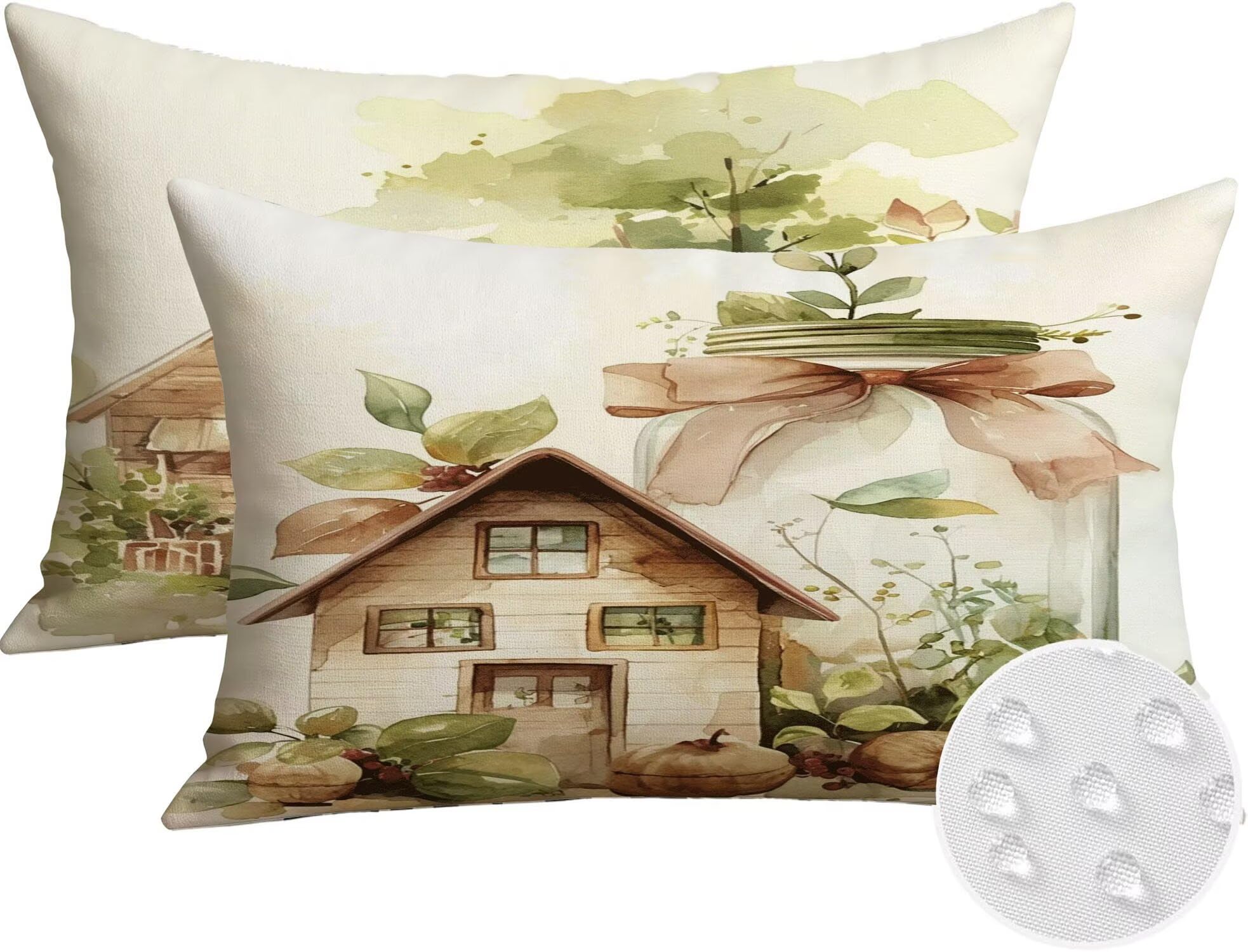 Générique Housse Coussin Exterieur Impermeable 30x50cm Vert Décoratif Taie d'oreiller Decoration Botanique Housse de Coussin Exterieur Impermeable pour Salon de Jardin Lot 2. T-4045