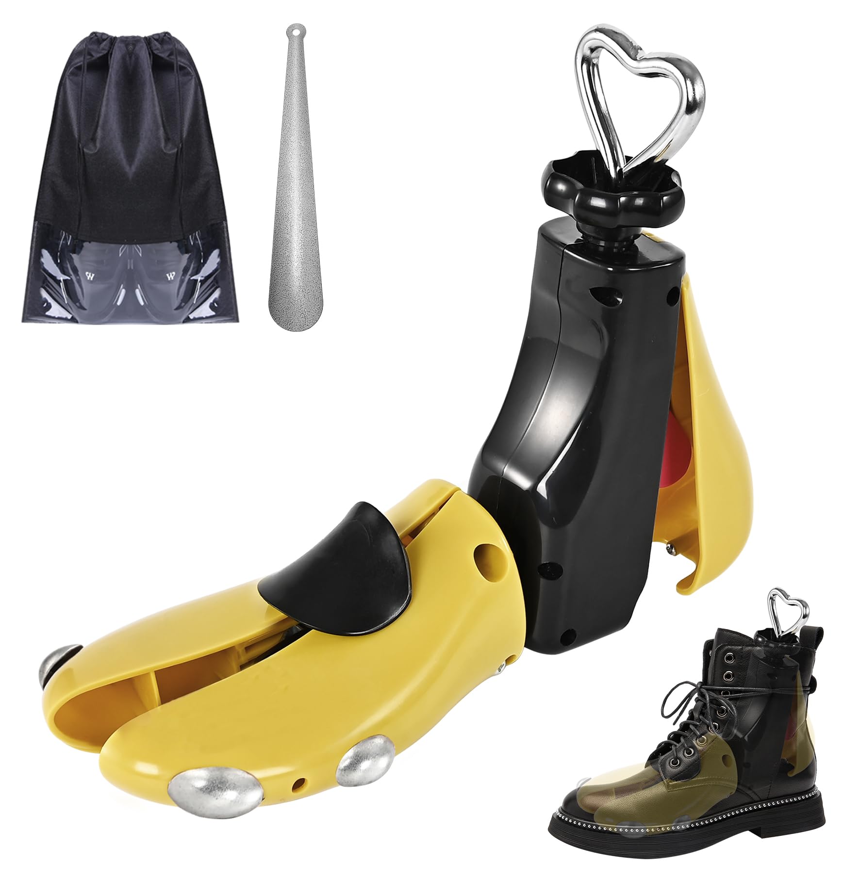 Estirador de zapatos para mujeres y hombres, estirador de botas de pies anchos, ensanchador de zapatos de 4 vías y expansor para estirar longitud y ancho