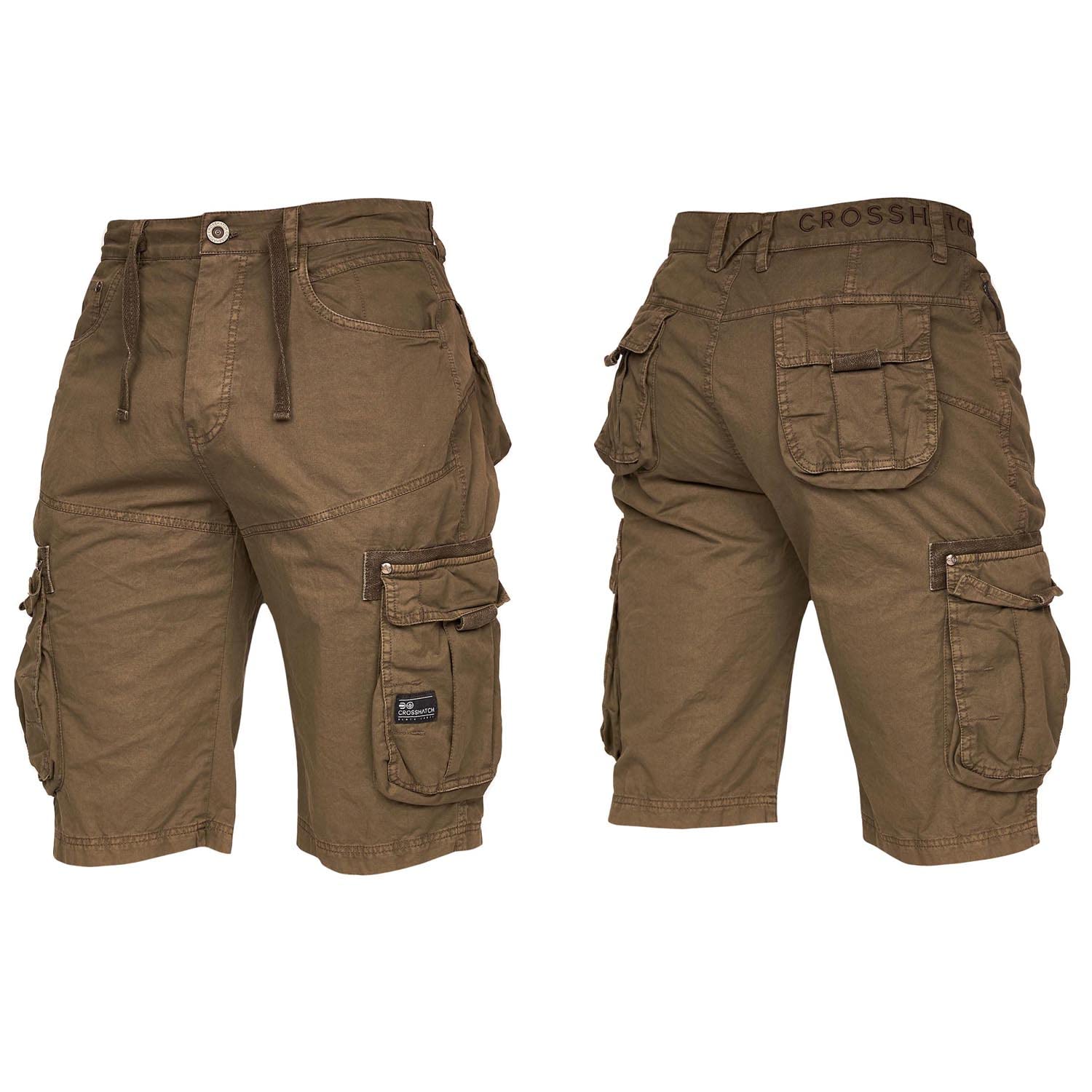 Crosshatch Men's Khaki New Army Camouflage Knee Length Combat Cargo Jeans Holiday Summer Shorts By Jeanbase 34