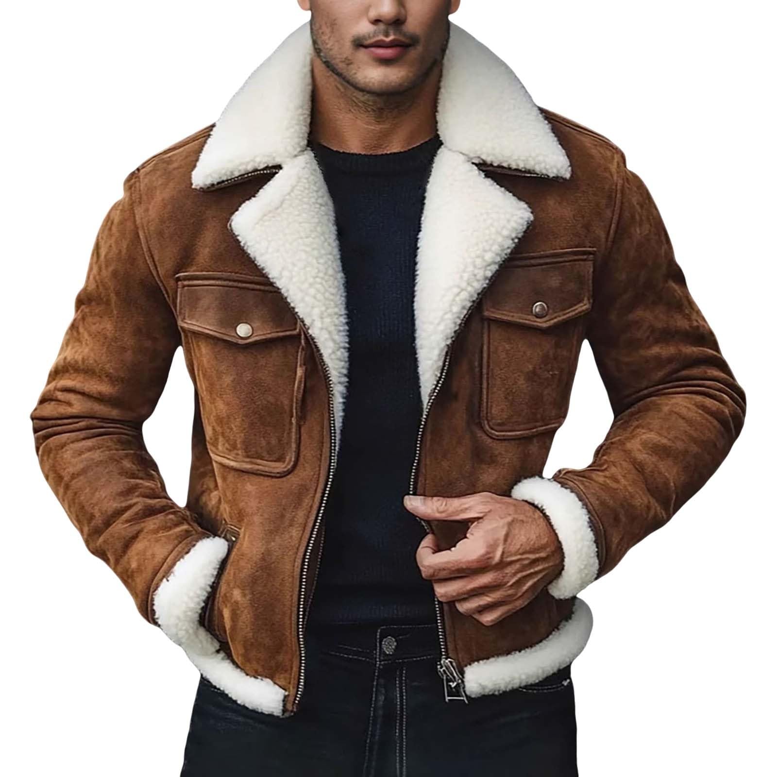 Chaqueta de forro polar para hombre, estilo cargo, con solapa ancha, de